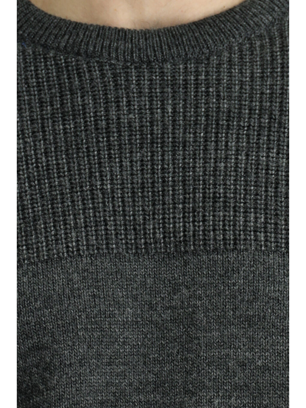 Antrasit Bisiklet Yaka Regular Fit Desenli Triko Büyük Beden Kazak-5