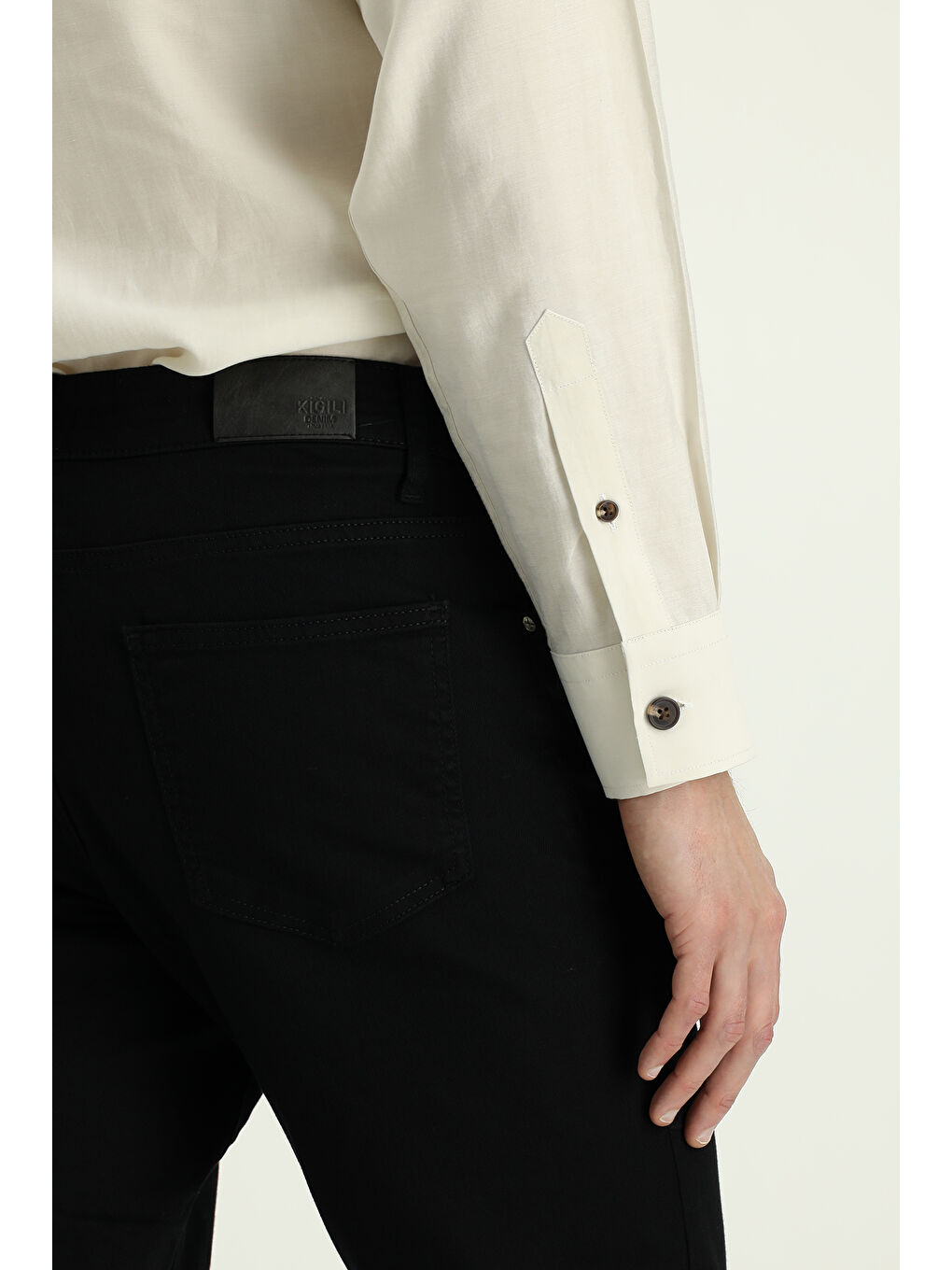 Siyah Regular Fit Elastanlı Denim Pantolon-5