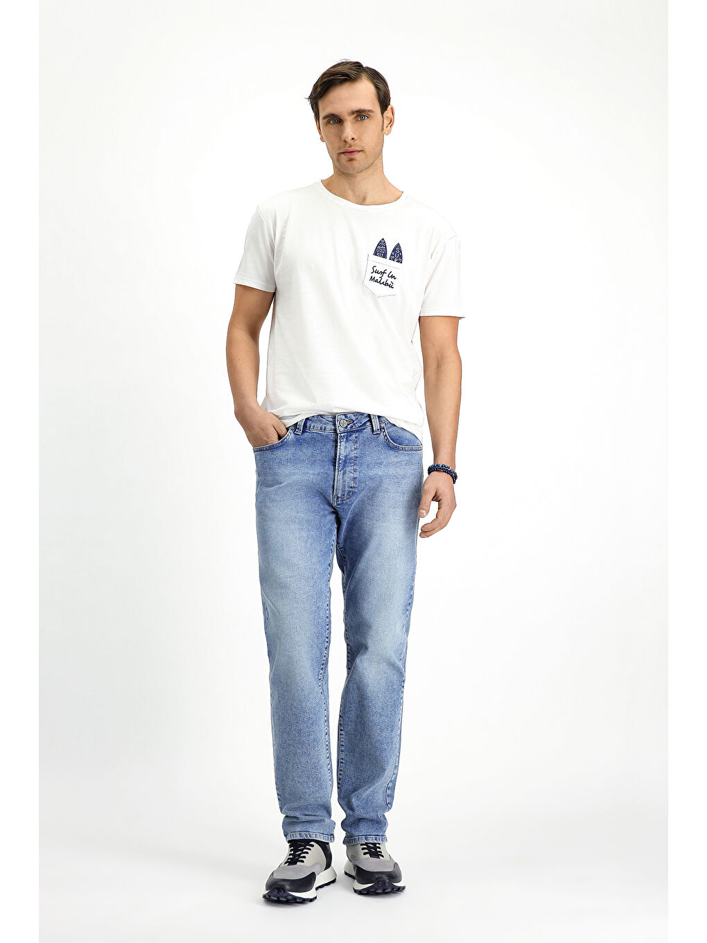 İndigo Regular Fit Elastanlı Denim Pantolon-3