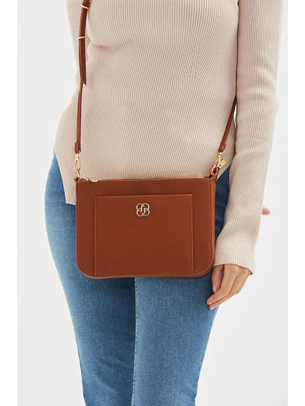Kahverengi Clutch Rosa Kadın Çapraz Çanta Taba-2