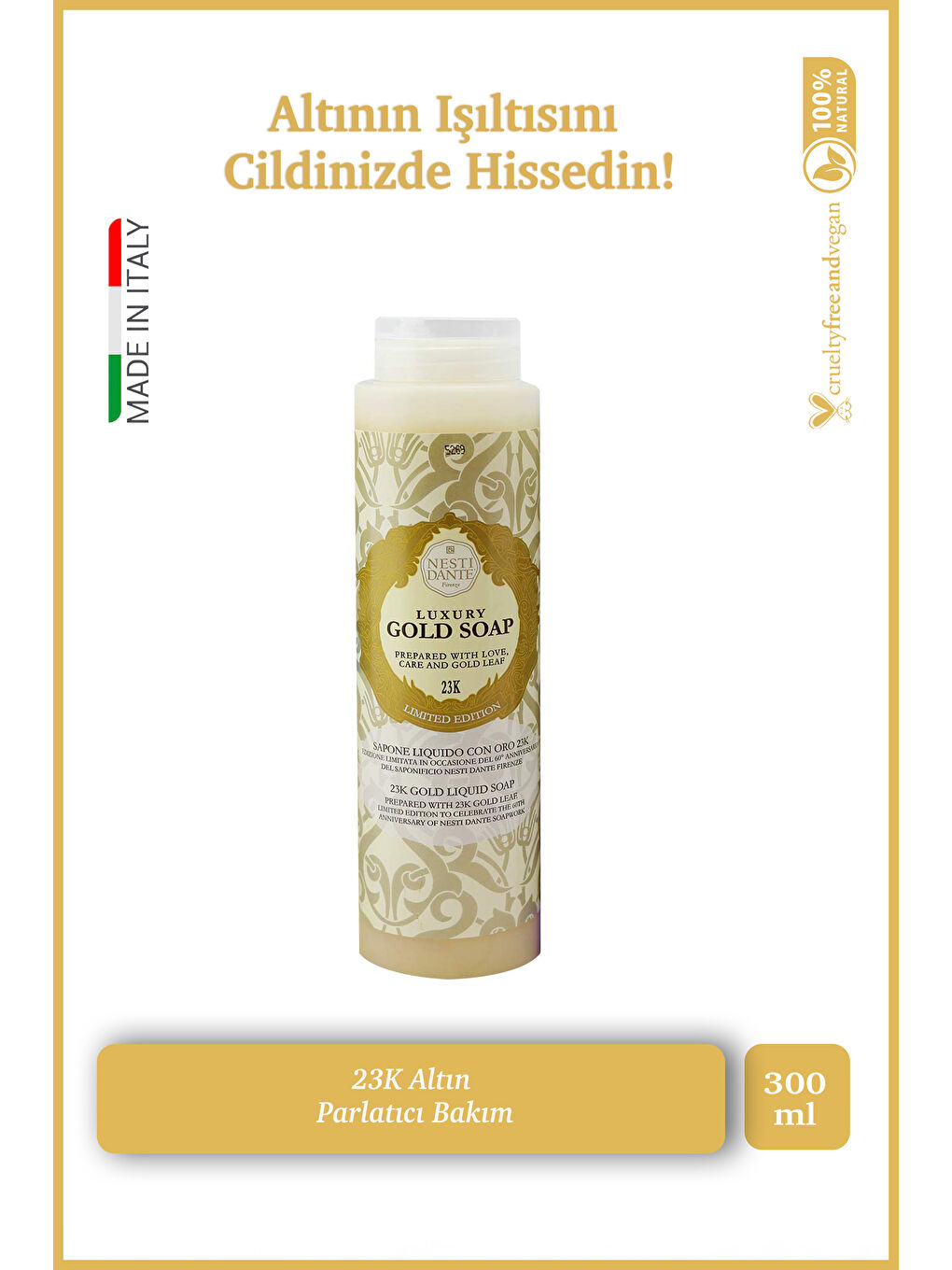 Luxury Gold Duş Jeli 300ml | Nemlendirici ve Parlatıcı |Altın Özü