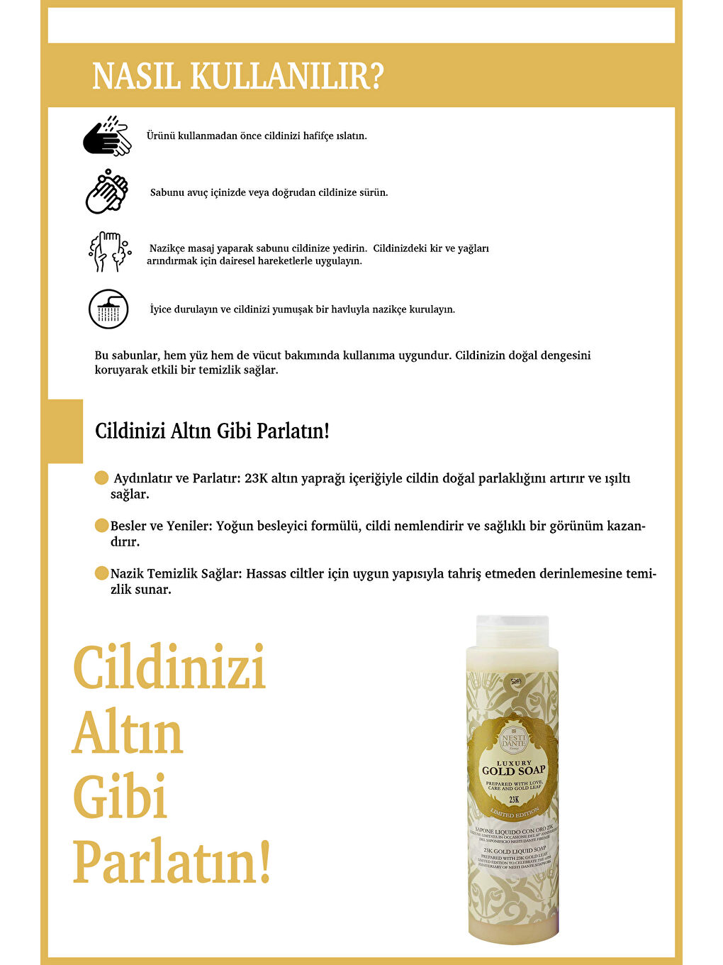 Luxury Gold Duş Jeli 300ml | Nemlendirici ve Parlatıcı |Altın Özü-3