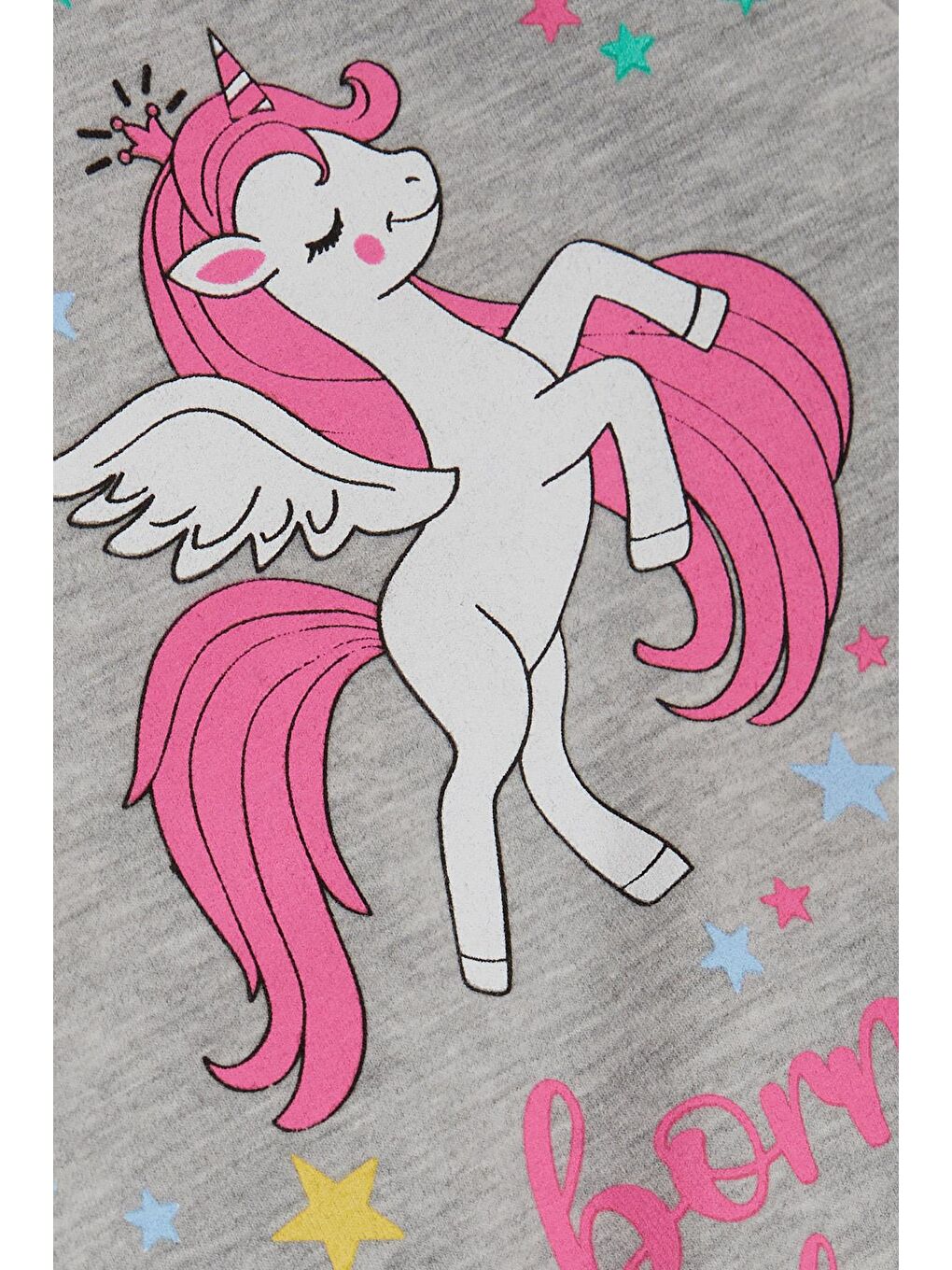 Kız Çocuk Sweatshirt  Baskılı Gri Melanj (2-5 Yaş)-3