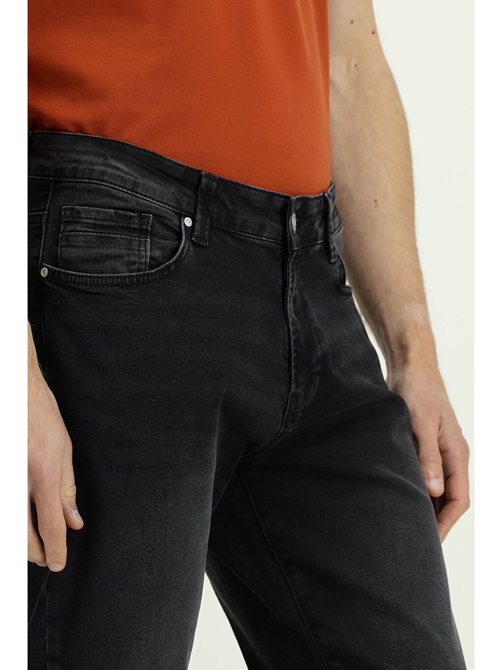 Siyah Regular Fit Elastanlı Denim Jean Pantolon-4