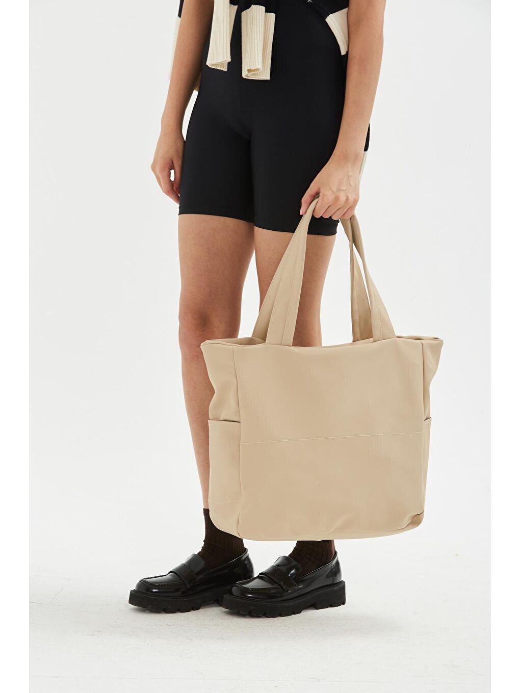 Shopper Büyük Boy Cecil Kadın Kol Çanta Bej-2