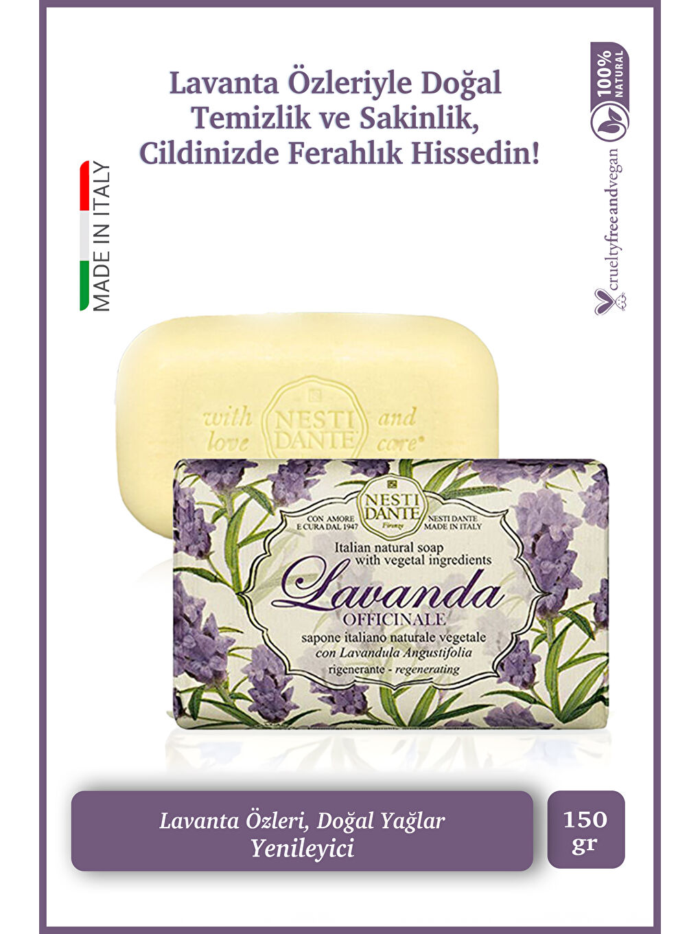 Lavanda Officinale Katı Sabun 150g |Nemlendirici Ve Sakinleştirici| Lavanta