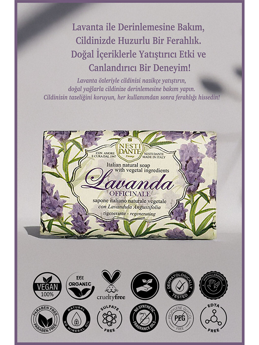 Lavanda Officinale Katı Sabun 150g |Nemlendirici Ve Sakinleştirici| Lavanta-1