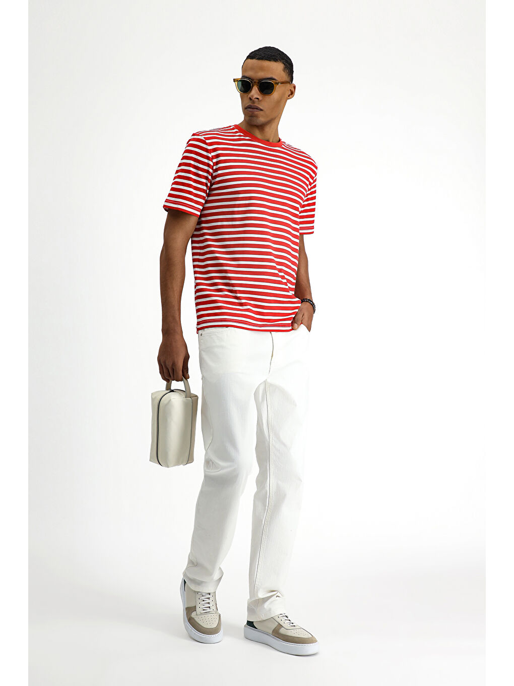 Beyaz Regular Fit Elastanlı Denim Pantolon-3