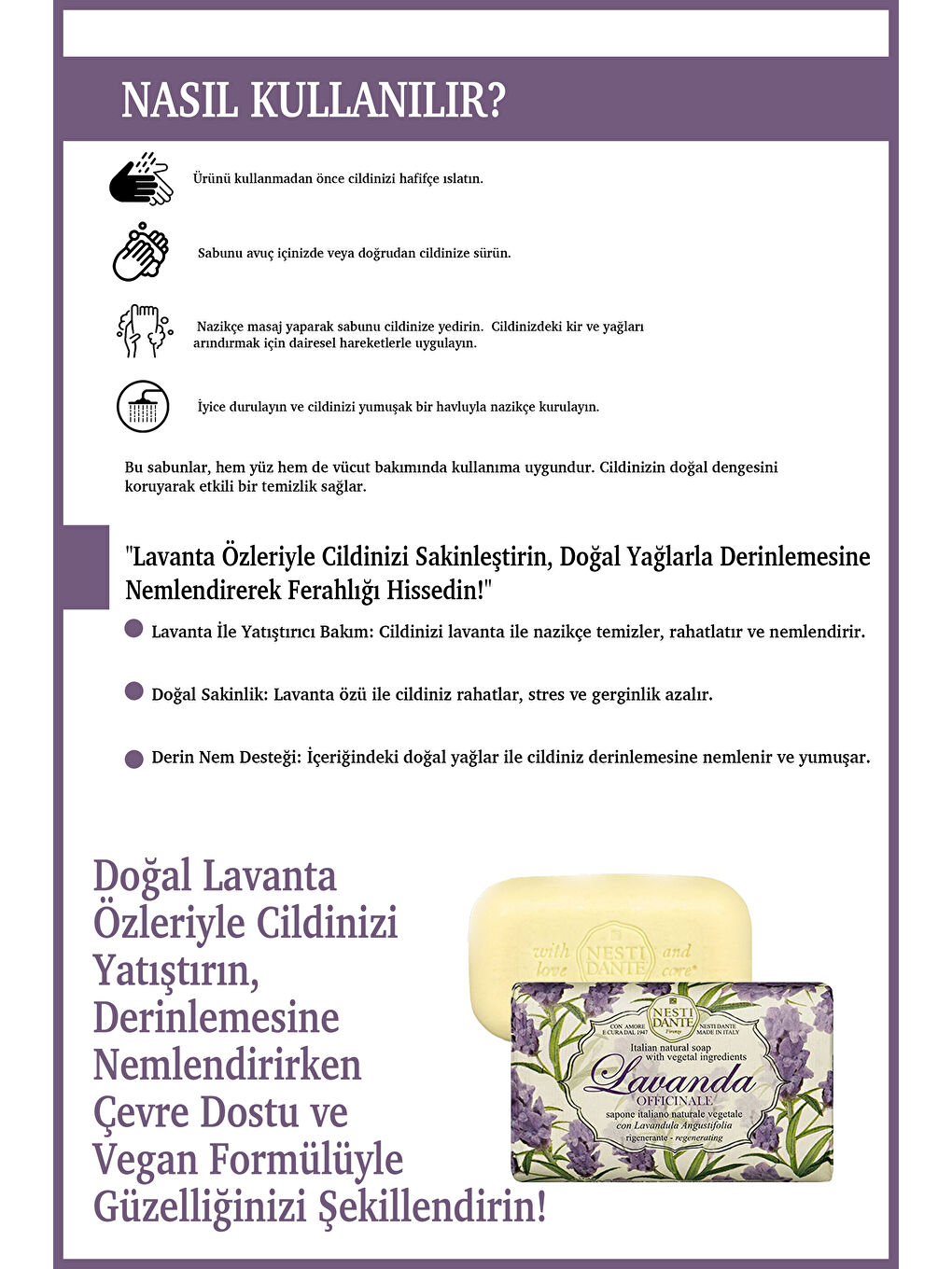Lavanda Officinale Katı Sabun 150g |Nemlendirici Ve Sakinleştirici| Lavanta-3