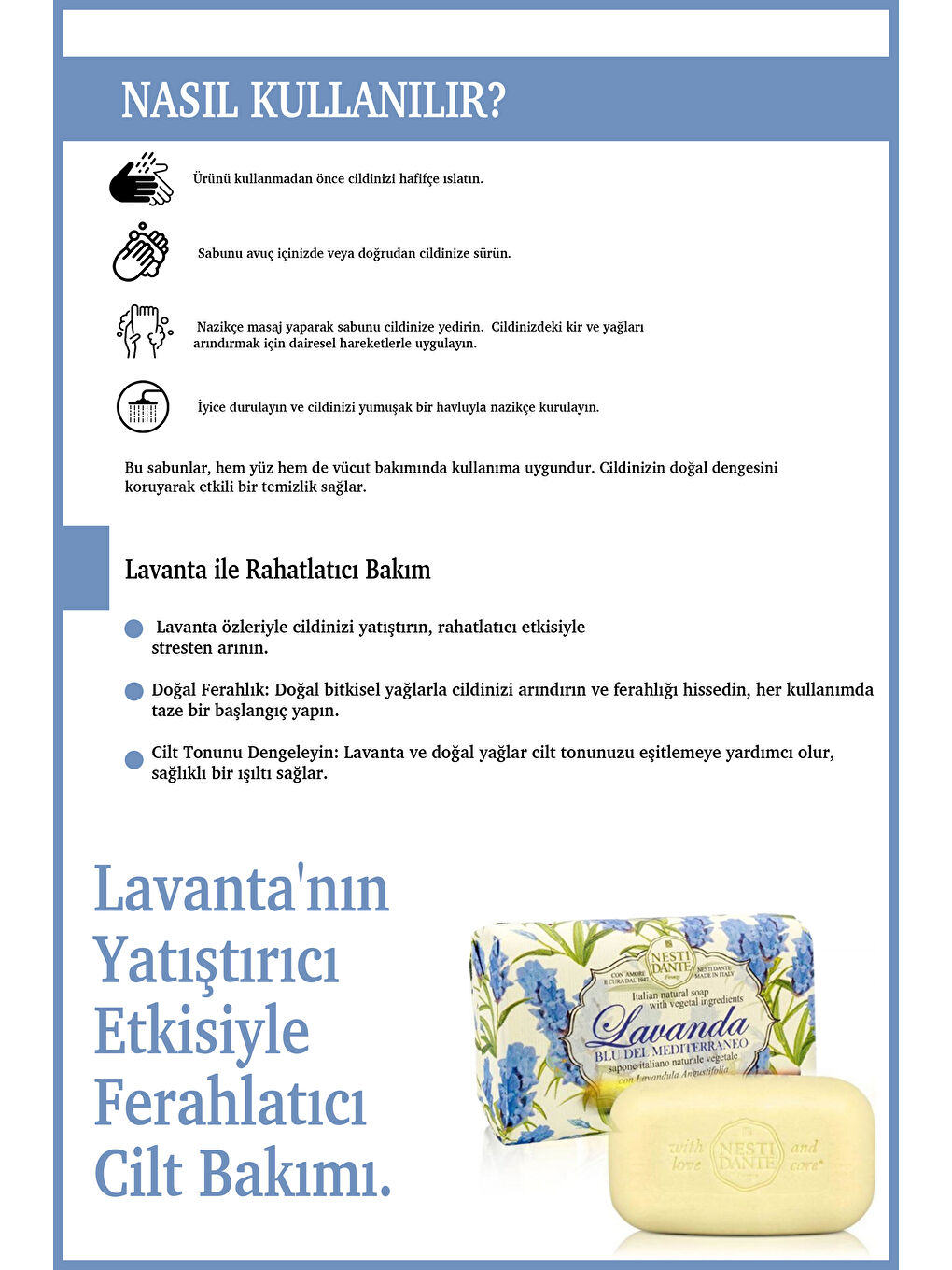 Lavanda Blu Del Mediterraneo Katı Sabun 150 gr | Cilt Tonu Eşitleyici | Lavanta-3