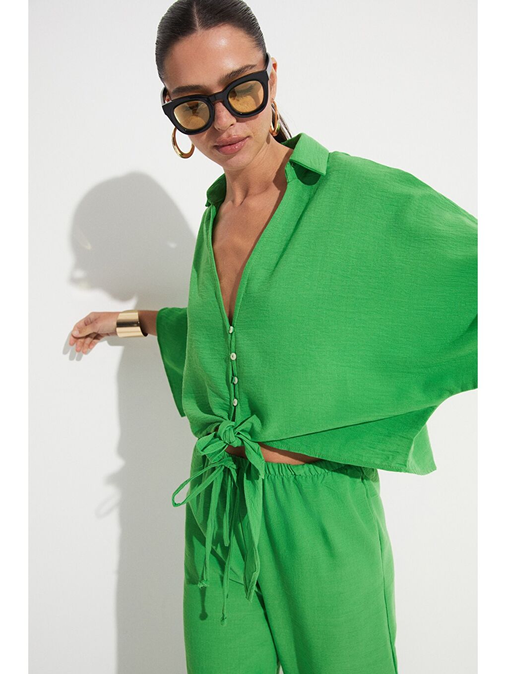 Yeşil Pantolon Bluz Takım-4