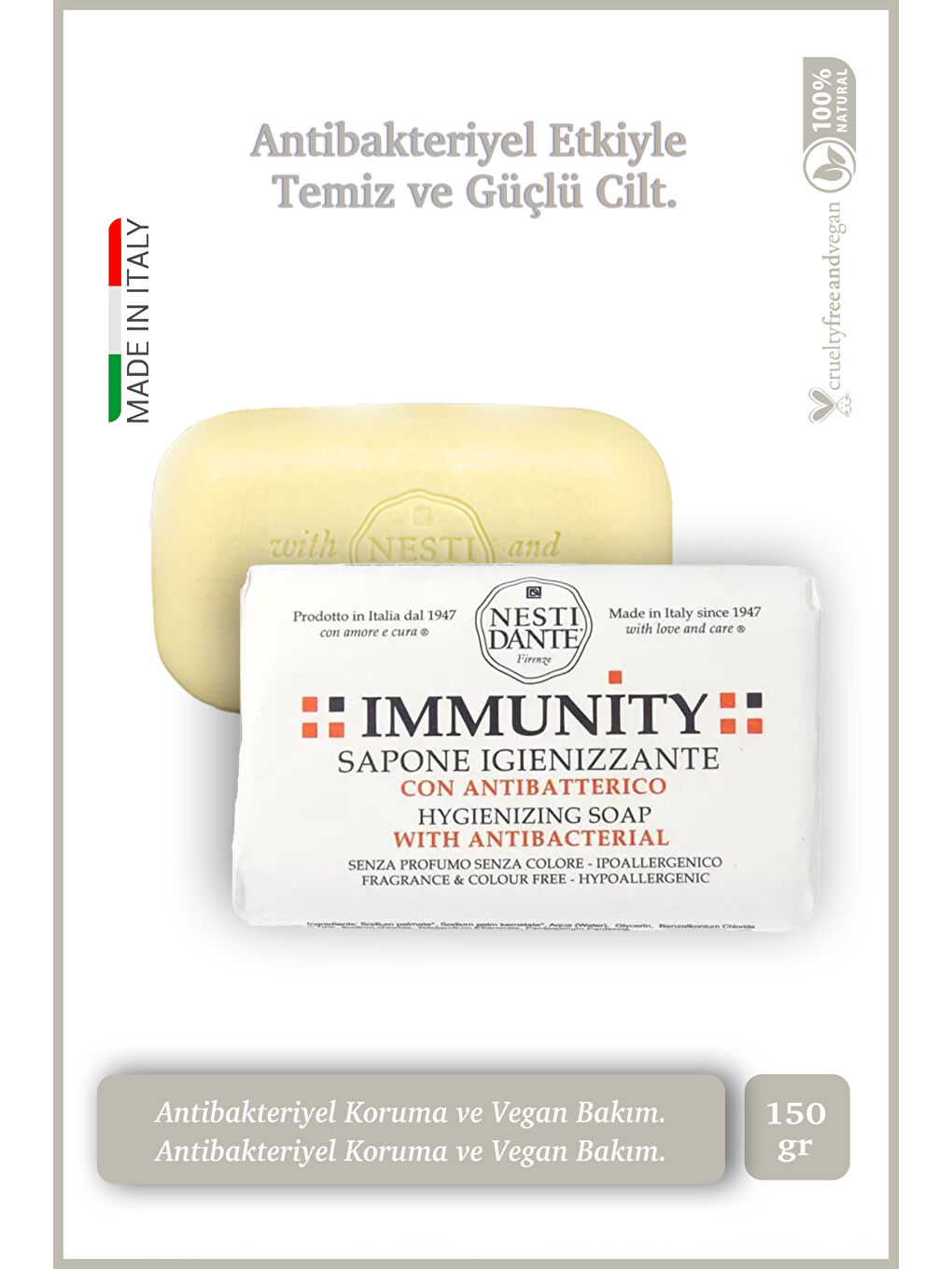 Nesti Dante Immunity Hygienizing Antibakteriyel Hipoalerjenik Sabun Vegan Bakım 150 Gr