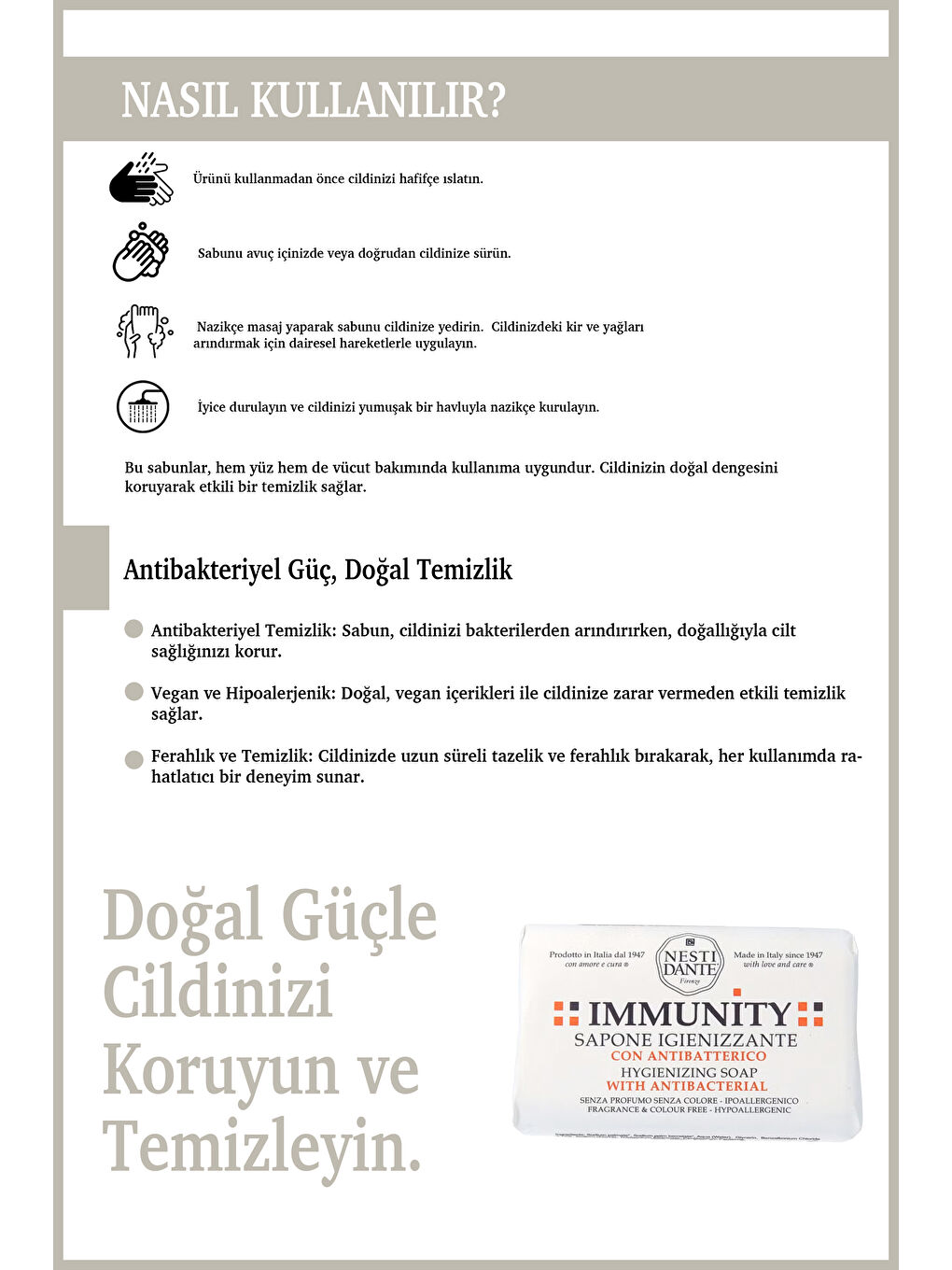 Nesti Dante Immunity Hygienizing Antibakteriyel Hipoalerjenik Sabun Vegan Bakım 150 Gr-3