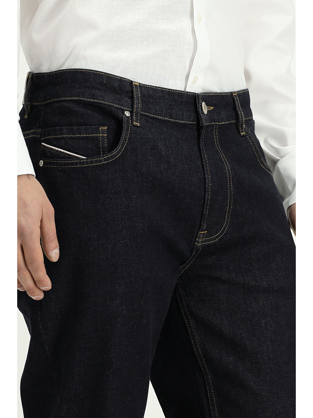 Lacivert Regular Fit Elastanlı Denim Pantolon-3