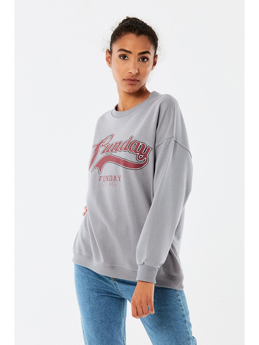 Mavi Sunday Baskılı Bisiklet Yaka Sweatshirt-2