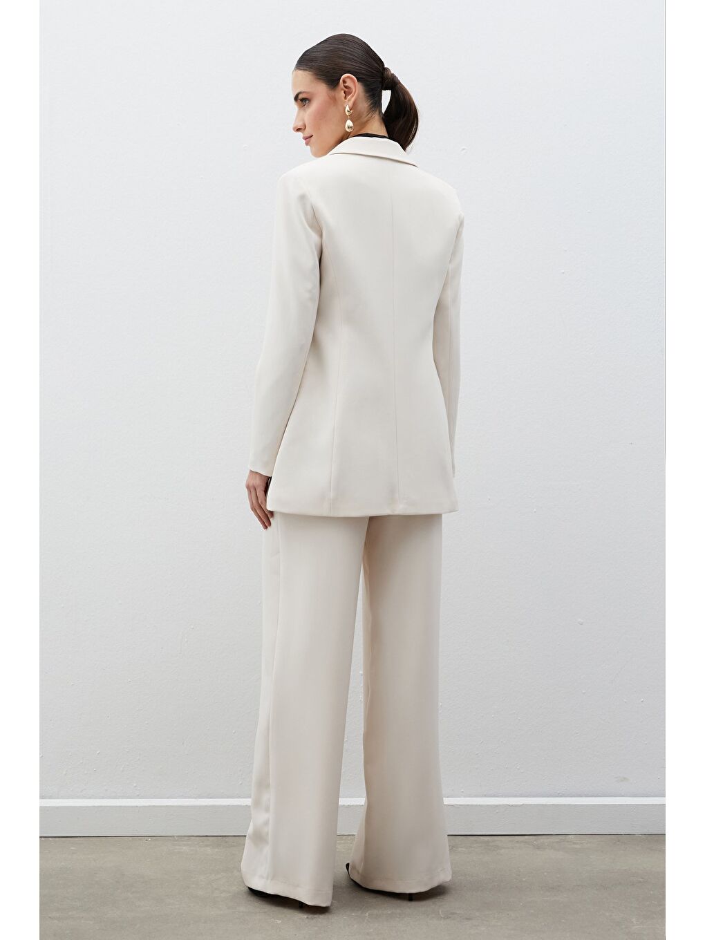 Bej Mono Yaka Klasik Ceket - Taş-7