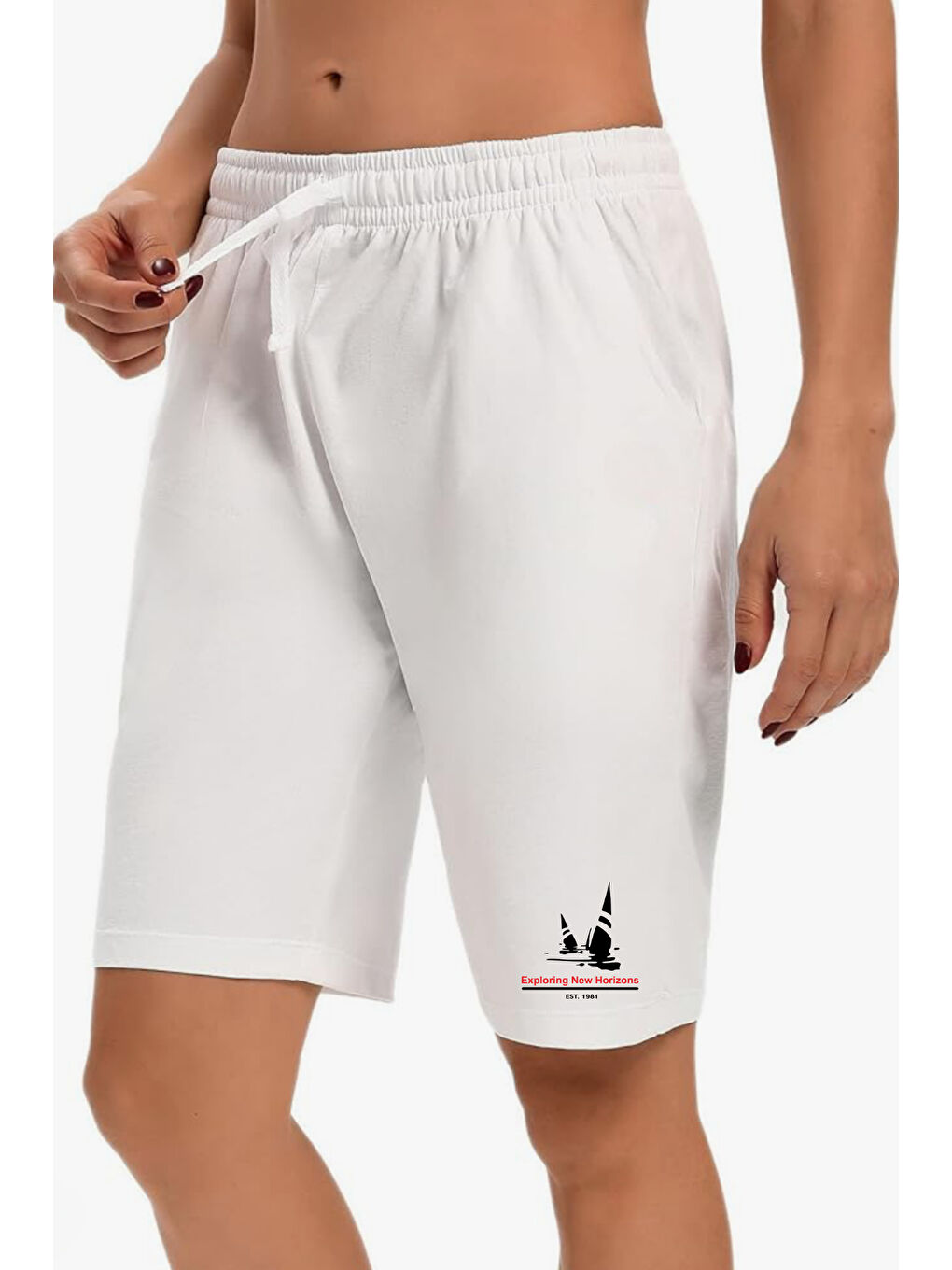 Ekru Kadın Yelken Baskılı Standart &Regular Kalıp Şort SPR25SRk083-1