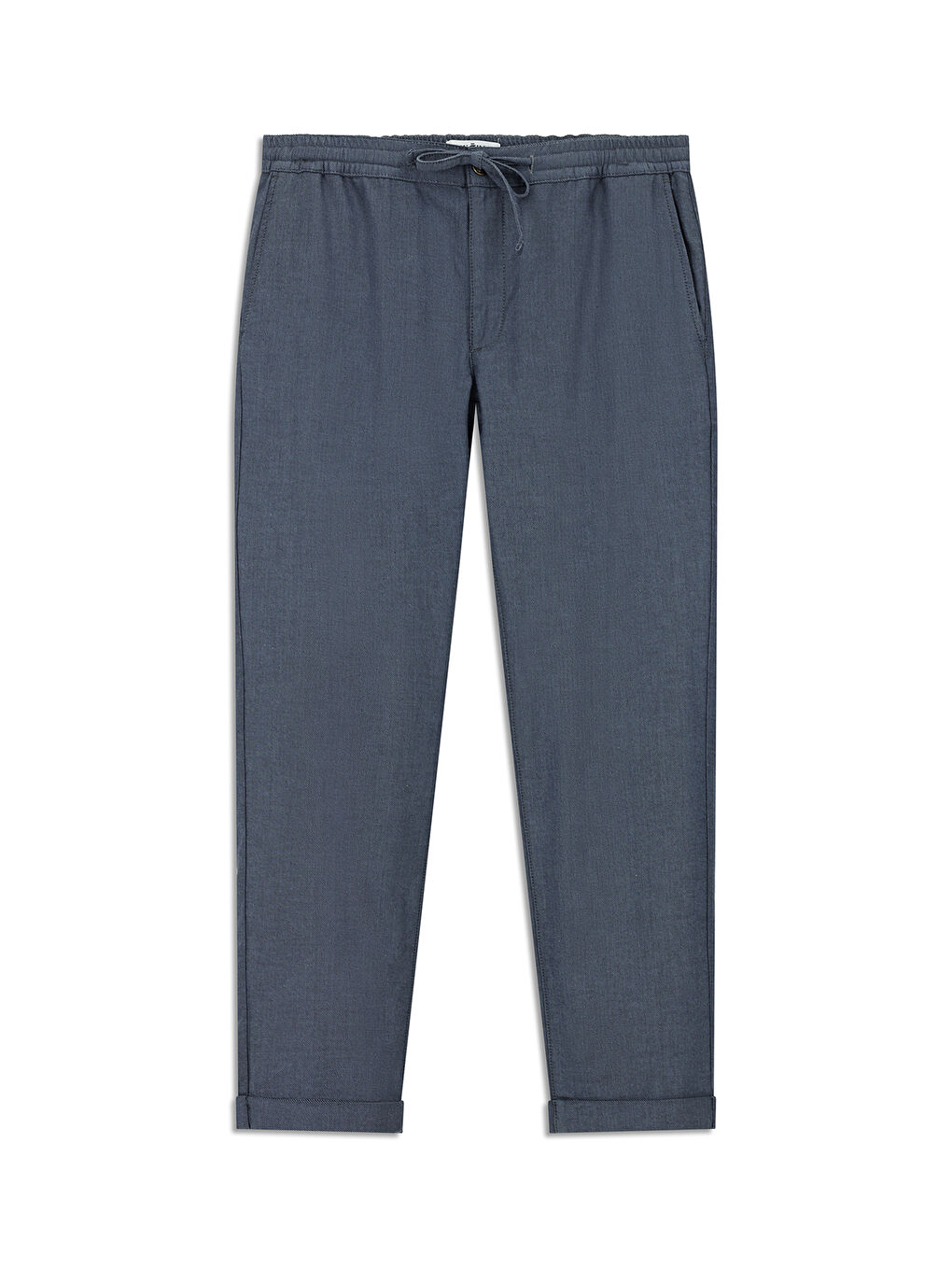 Mavi Slim Fit Dar Kesim Desenli Beli Lastikli İpli Elastanlı Pantolon-7