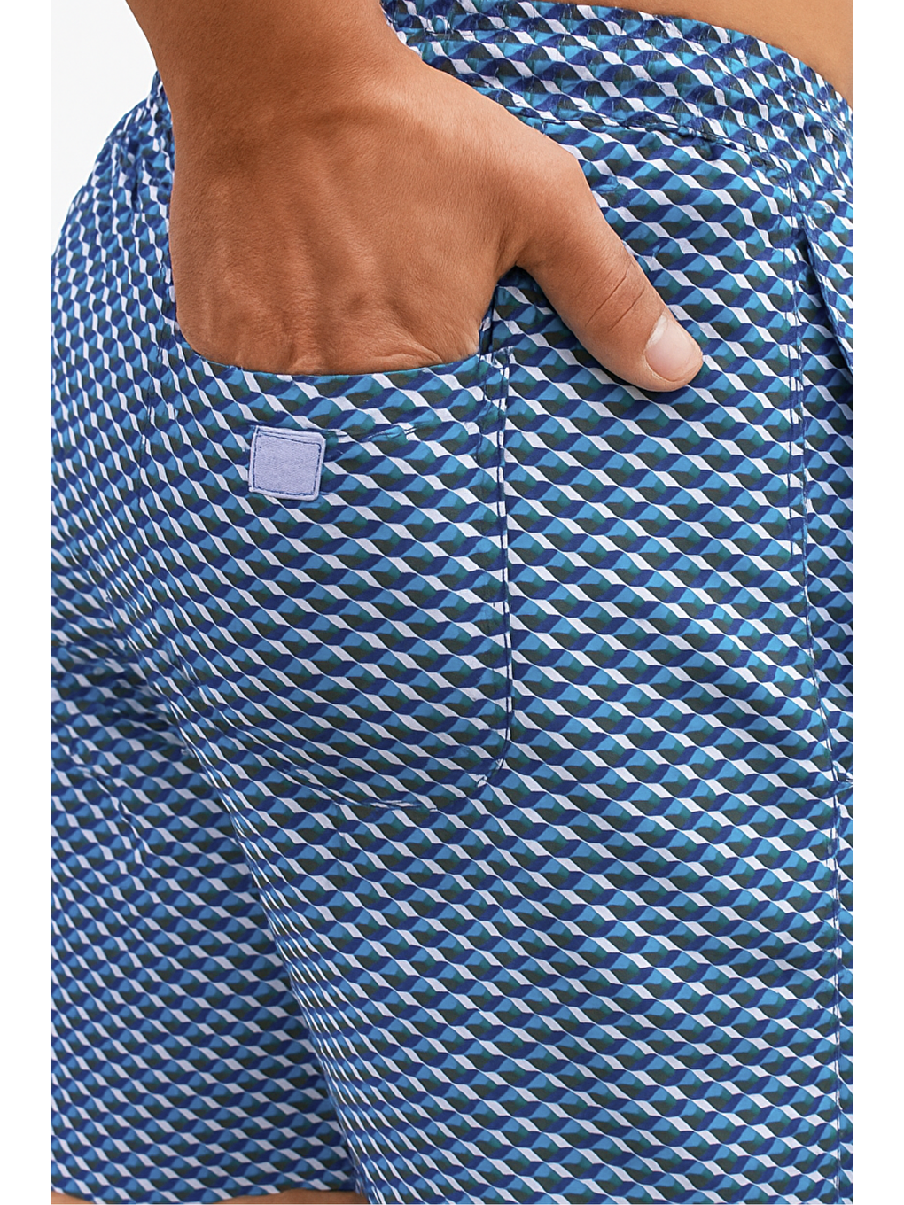 Erkek Seageo Desenli Deniz Şortu Lacivert-2