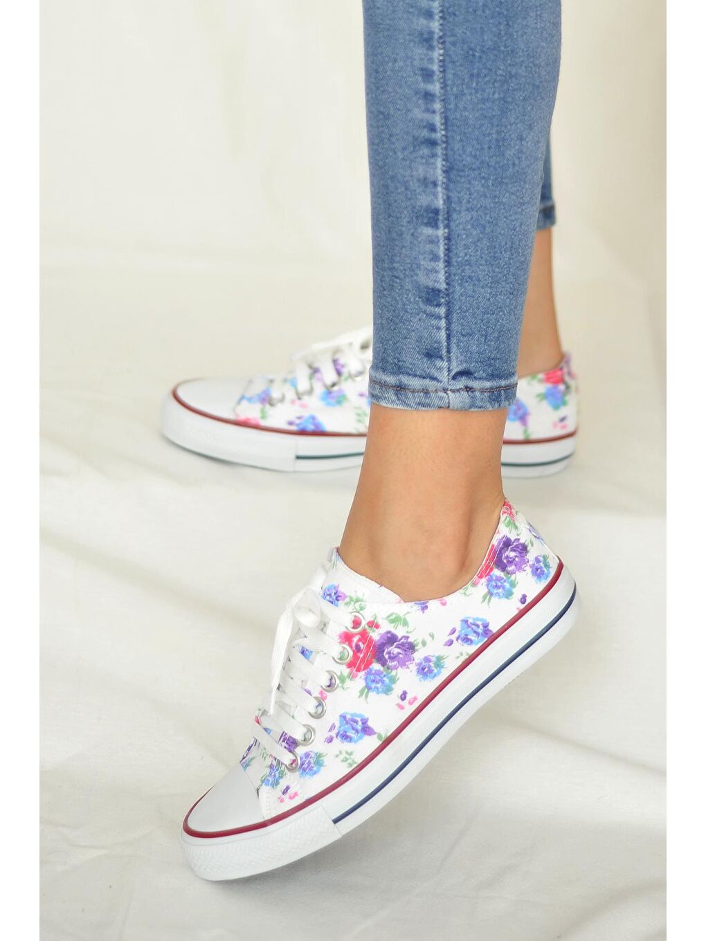 Karışık Rahat Taban Keten Kadın Sneaker 10-3232-22UCvers-1