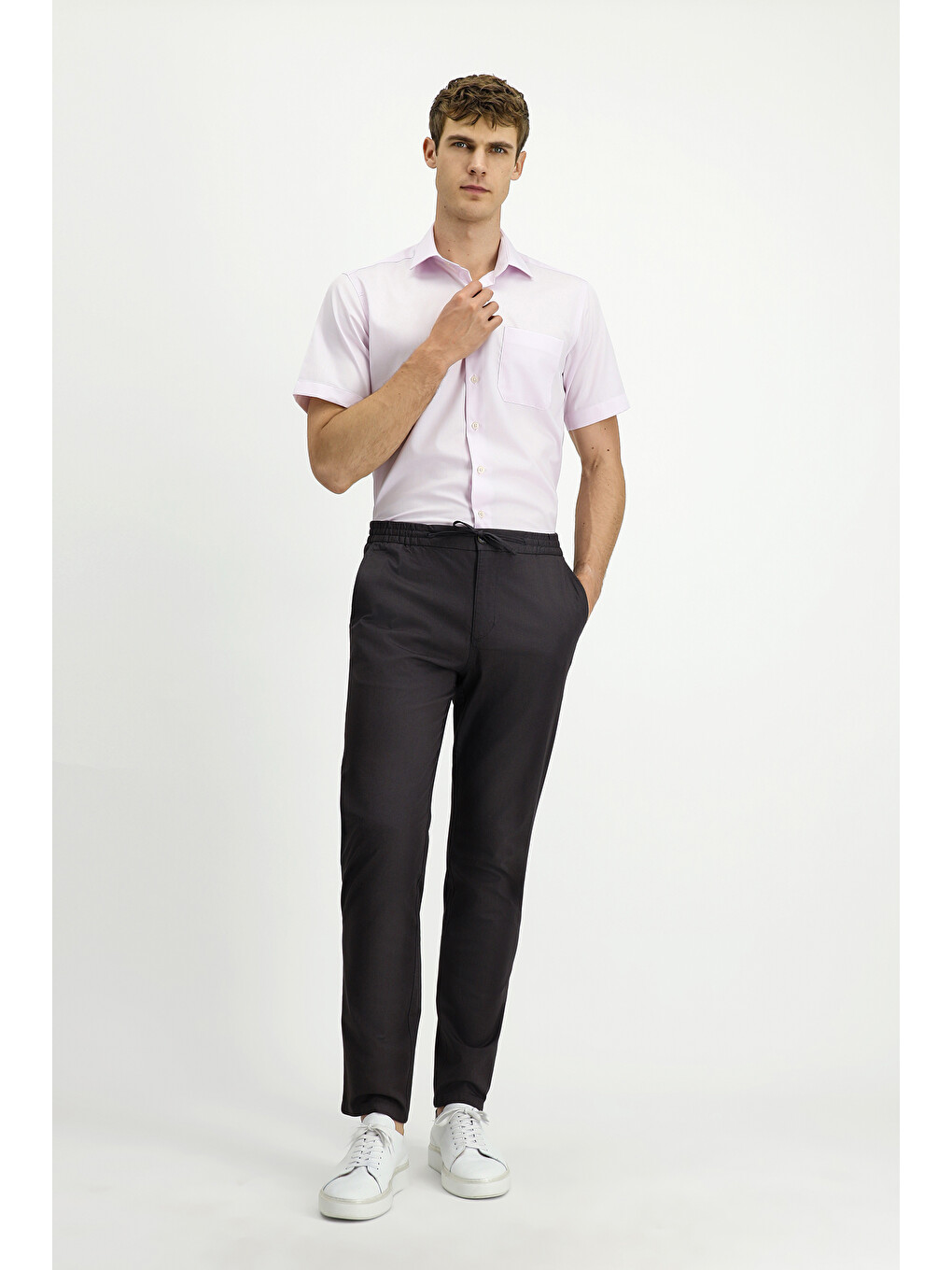 Kahverengi Slım Fit likralı/Ketenli  Spor Chino Pantolon-2