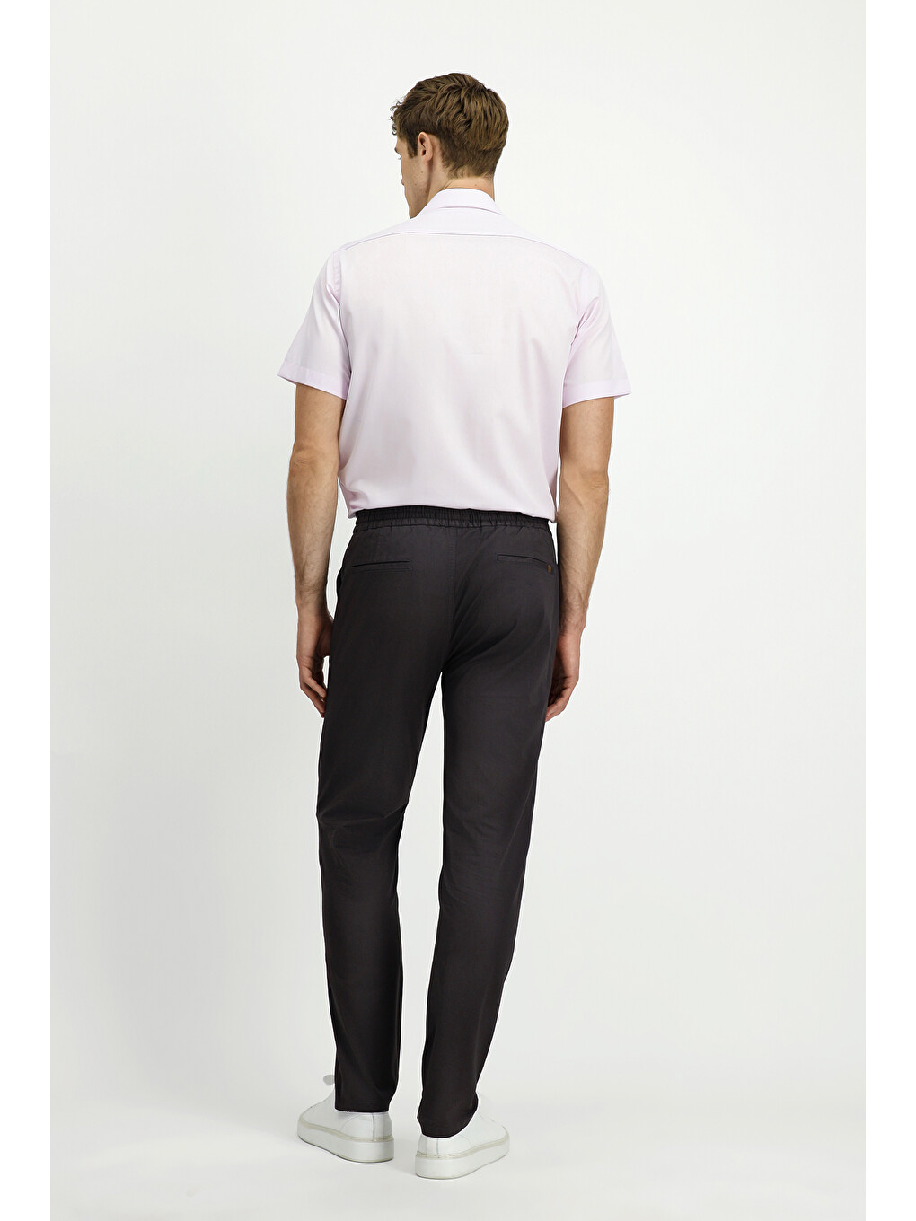 Kahverengi Slım Fit likralı/Ketenli  Spor Chino Pantolon-3