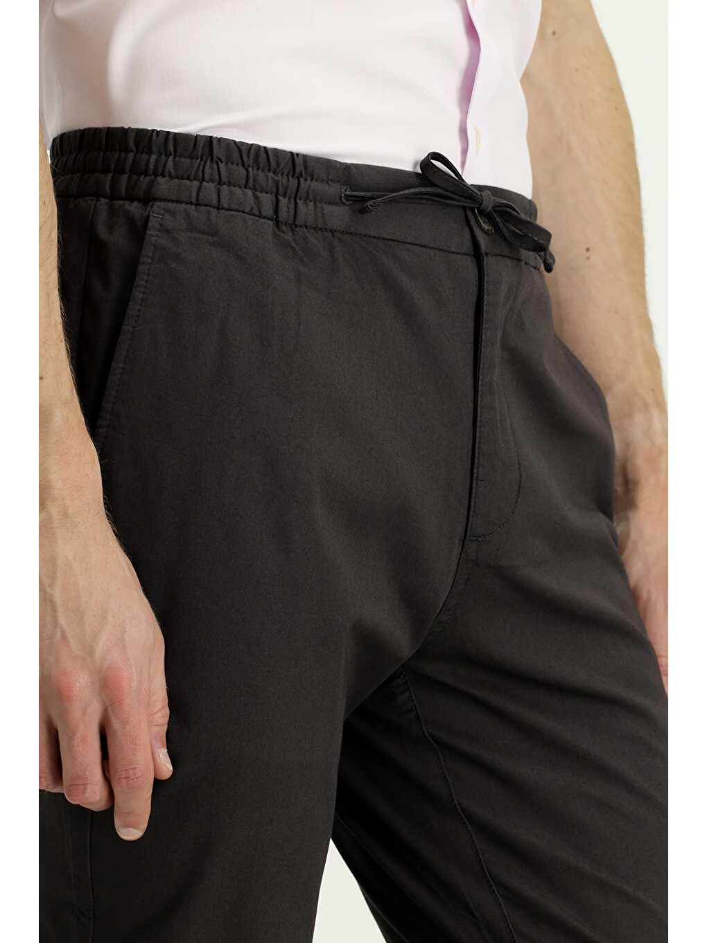 Kahverengi Slım Fit likralı/Ketenli  Spor Chino Pantolon-4