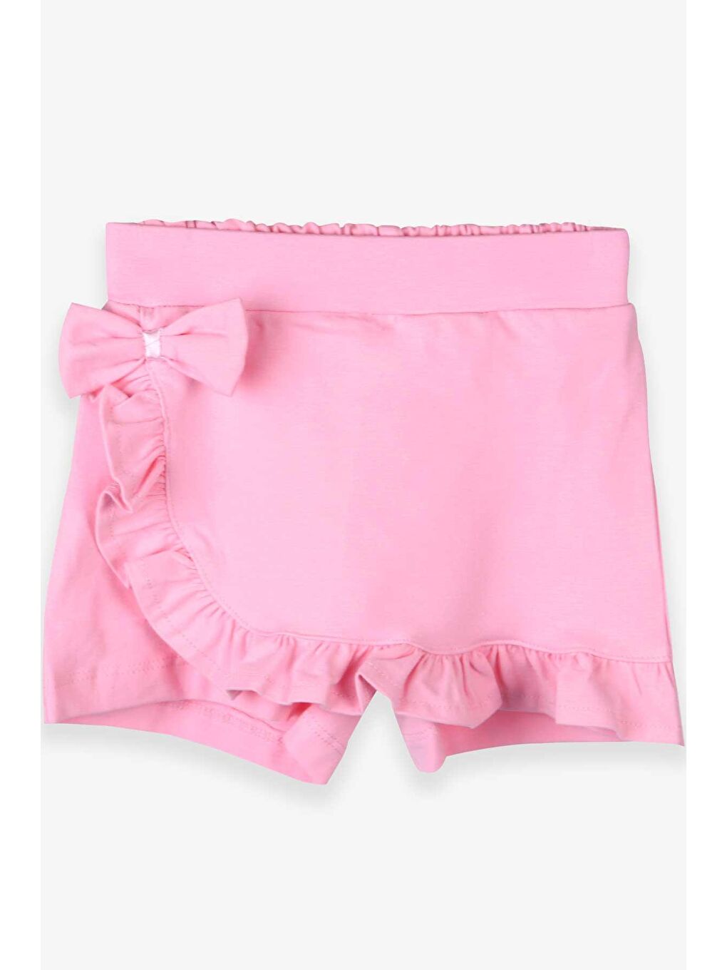Pembe Kız Çocuk Etek Şort Fırfırlı Fiyonklu Pudra (1.5 Yaş)-2