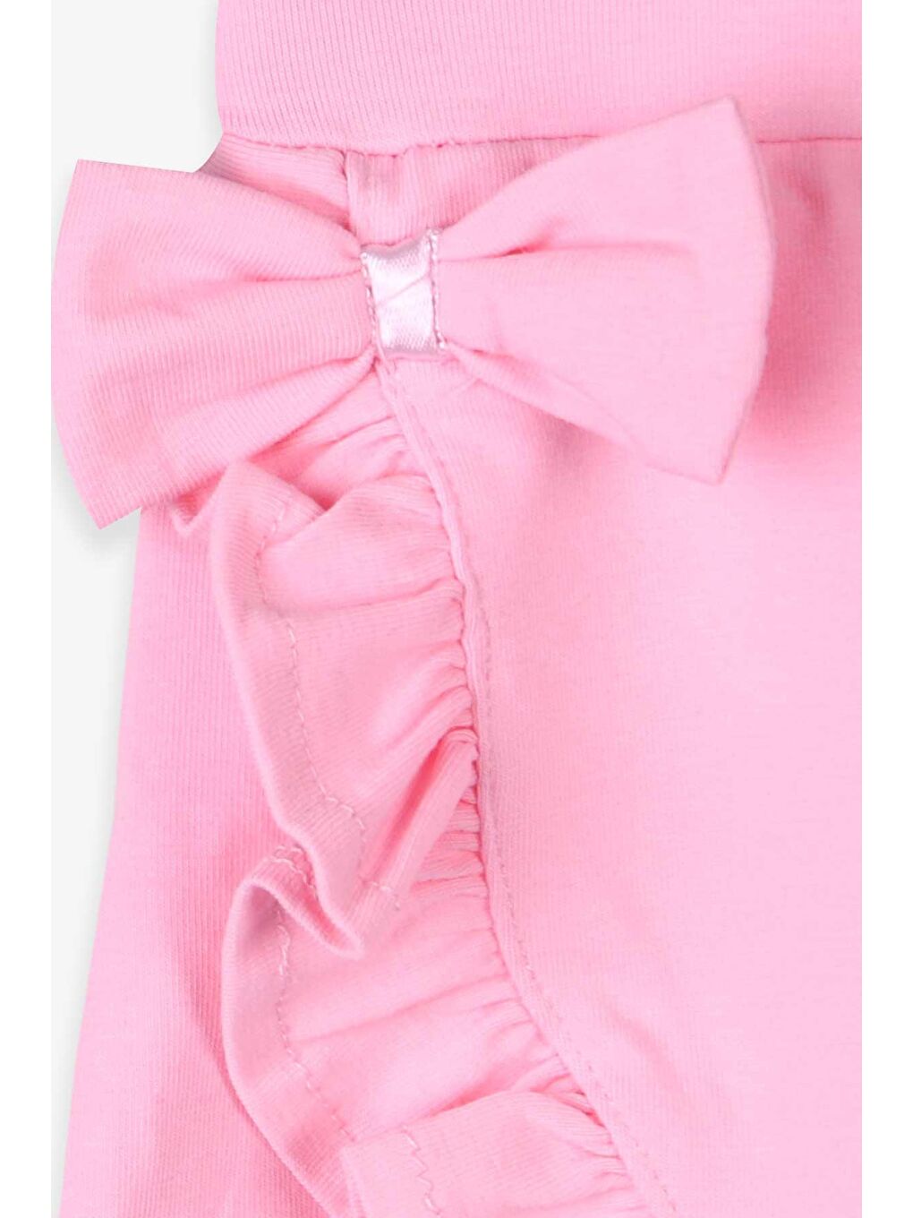 Pembe Kız Çocuk Etek Şort Fırfırlı Fiyonklu Pudra (1.5 Yaş)-4