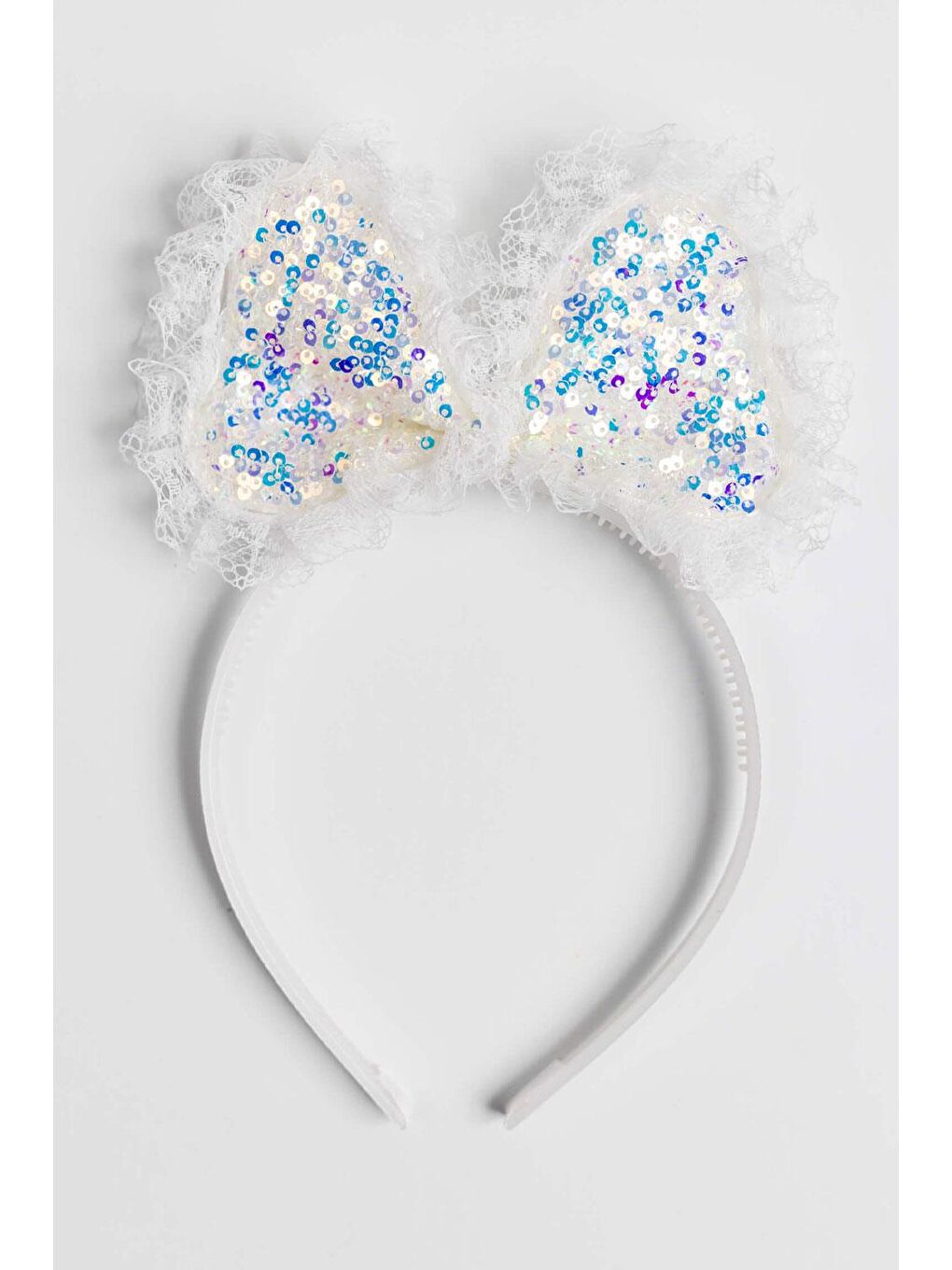 Ekru  Pullu Tül Detaylı Mickey Kulak Kız Çocuk Taç