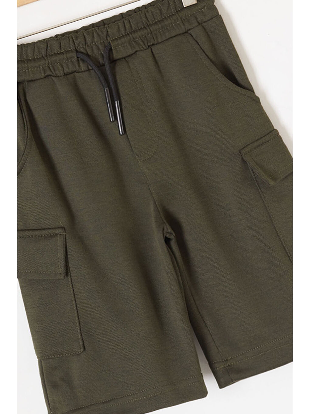 Haki Kargo Cepli Erkek Çocuk Beli Lastikli Şort 20878-2