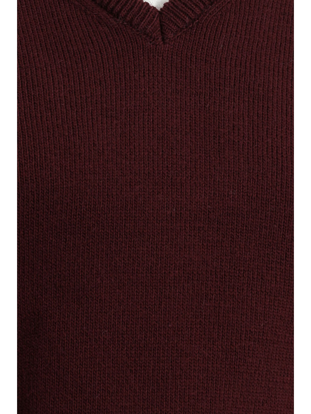 Bordo V Yaka Regular Fit Triko Büyük Beden Kazak-5