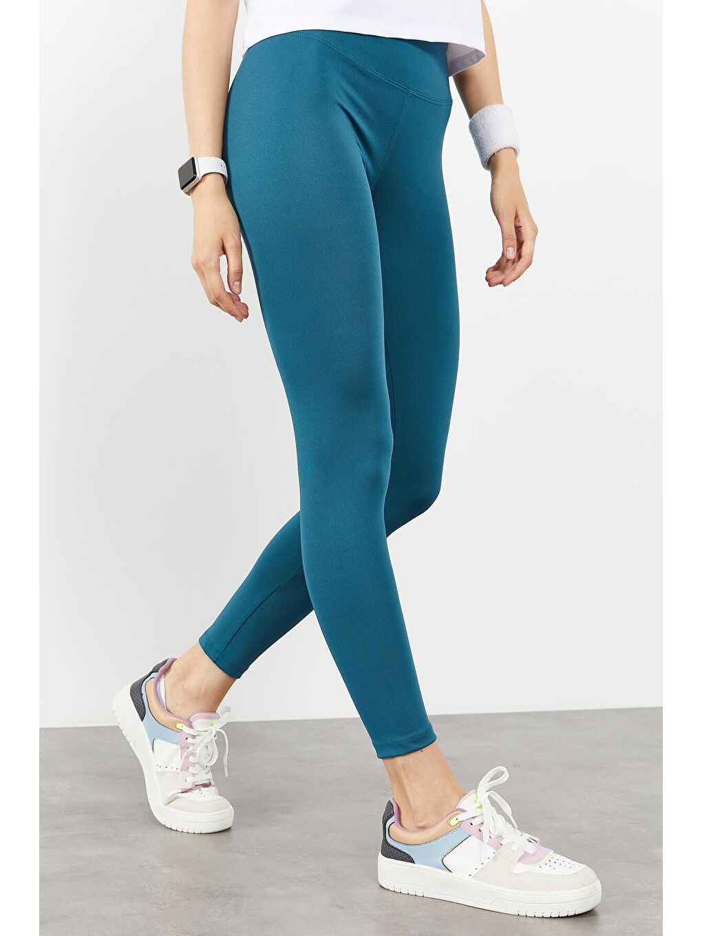 Yeşil Zümrüt Yüksek Bel Streç Slim Fit Dar Paça Kadın Tayt - 94545-1