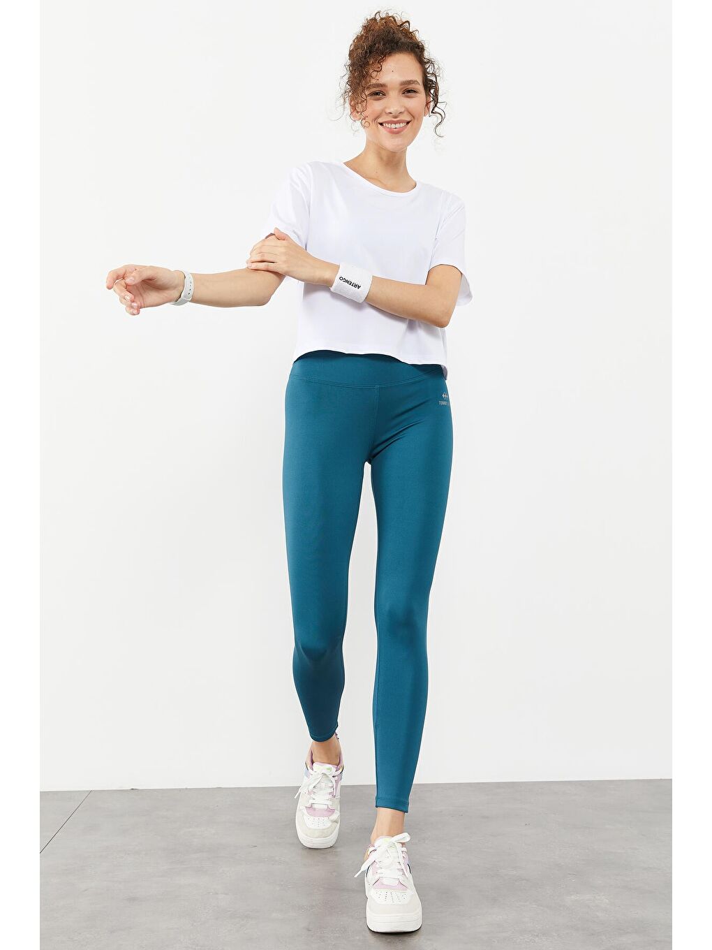 Yeşil Zümrüt Yüksek Bel Streç Slim Fit Dar Paça Kadın Tayt - 94545-3