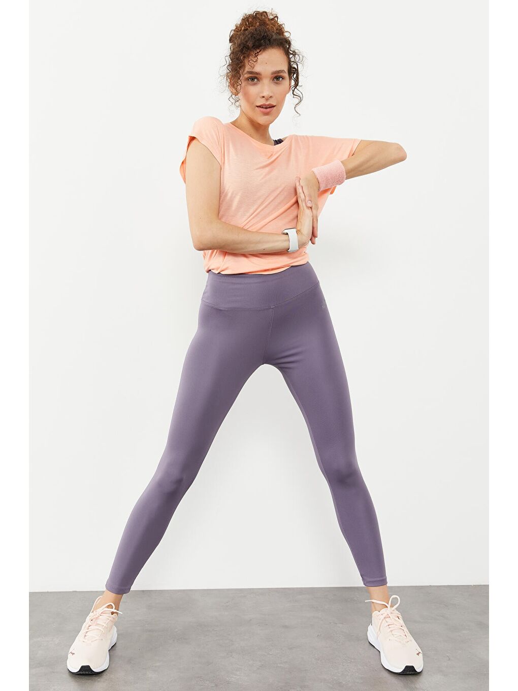 Mor Eflatun Yüksek Bel Streç Slim Fit Dar Paça Kadın Tayt - 94545-2