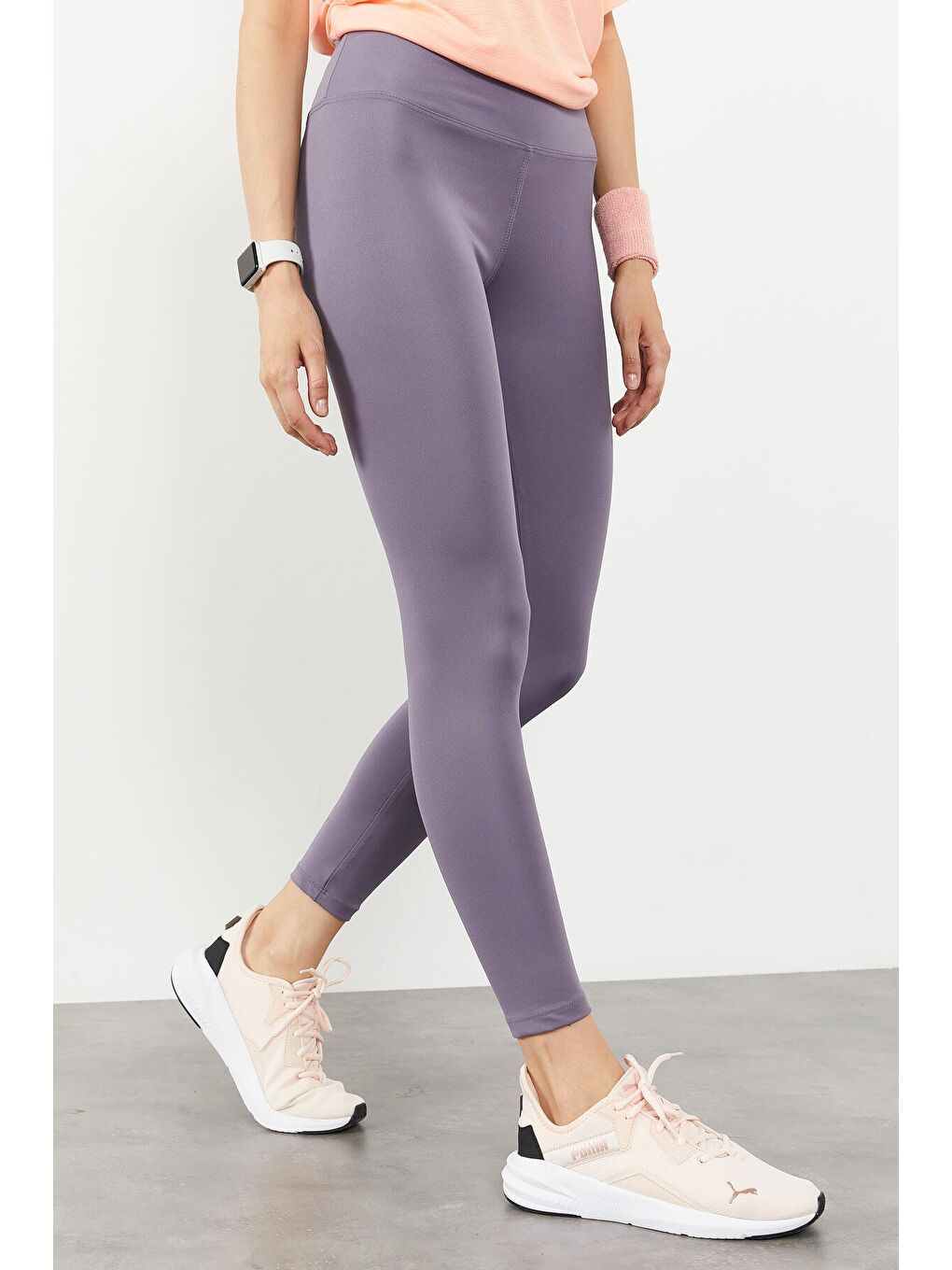 Mor Eflatun Yüksek Bel Streç Slim Fit Dar Paça Kadın Tayt - 94545-3