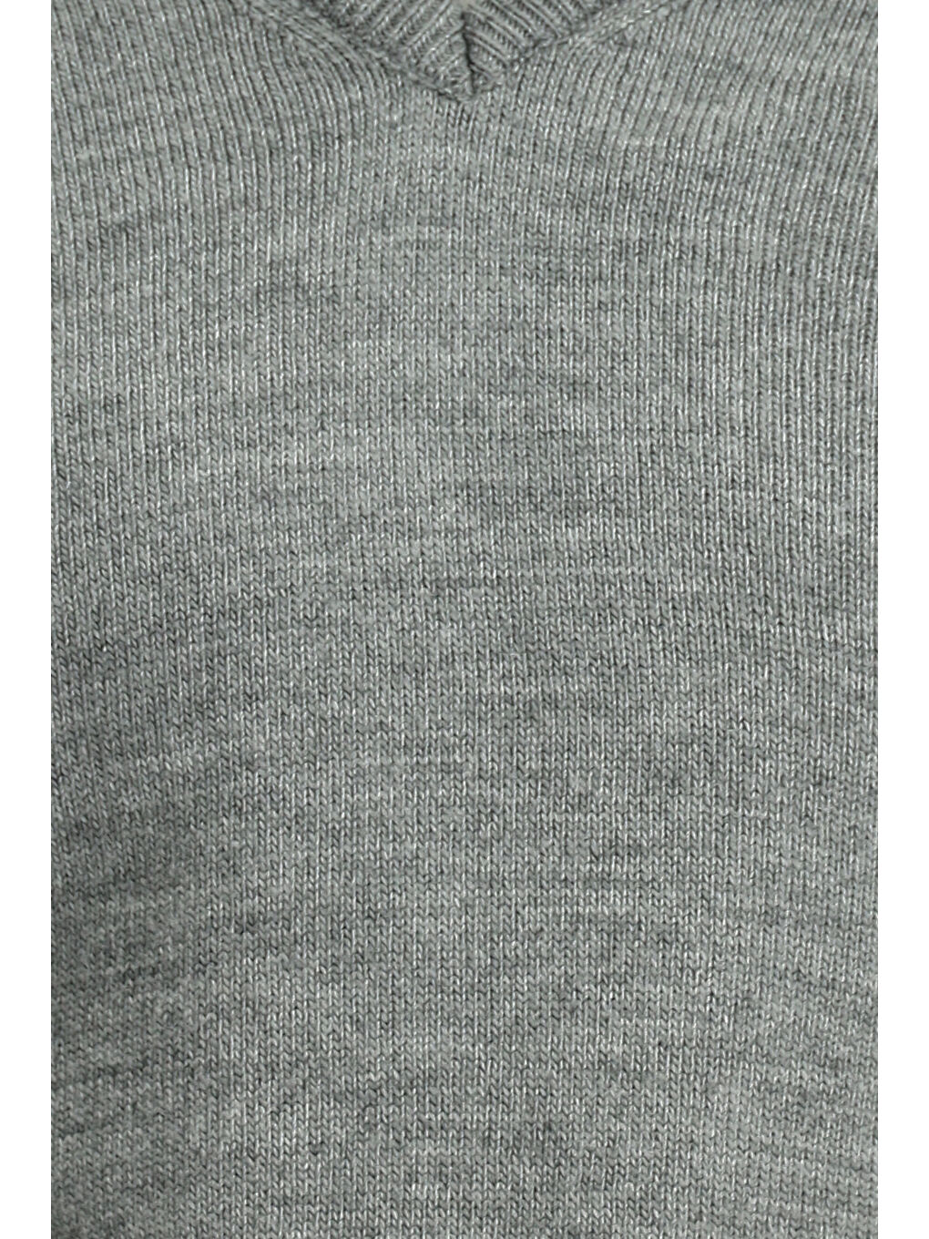 Gri V Yaka Regular Fit Triko Büyük Beden Kazak-5