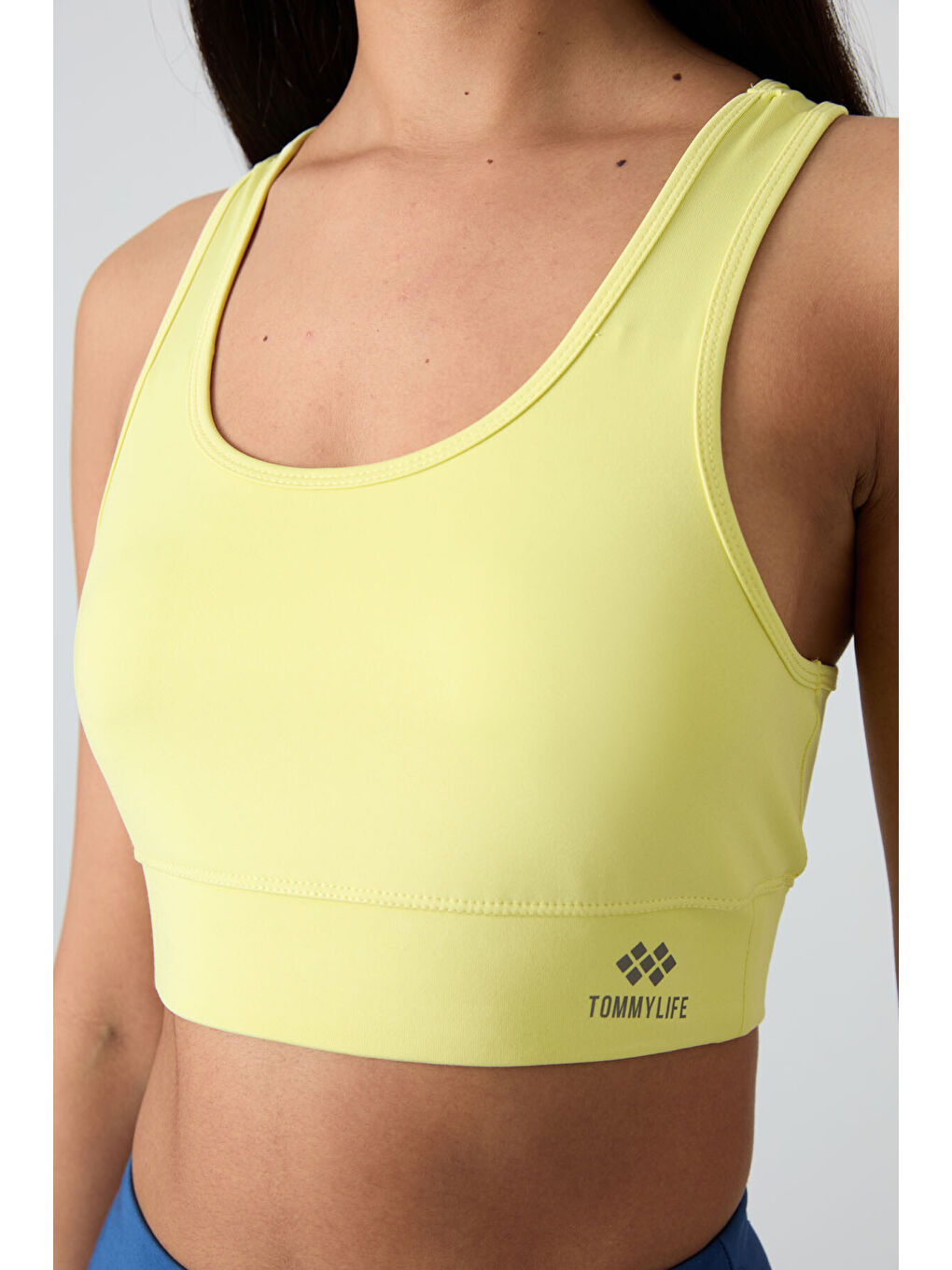 Sarı Limon Sırt Detaylı Dar Kalıp U Yaka Kadın Spor Büstiyer - 97120-1