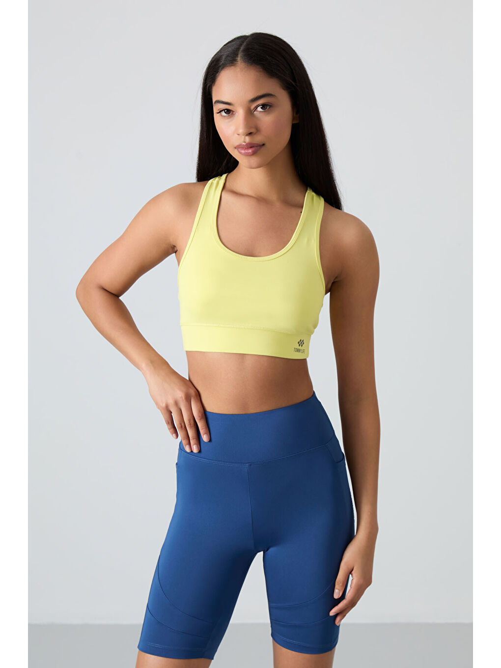 Sarı Limon Sırt Detaylı Dar Kalıp U Yaka Kadın Spor Büstiyer - 97120-3