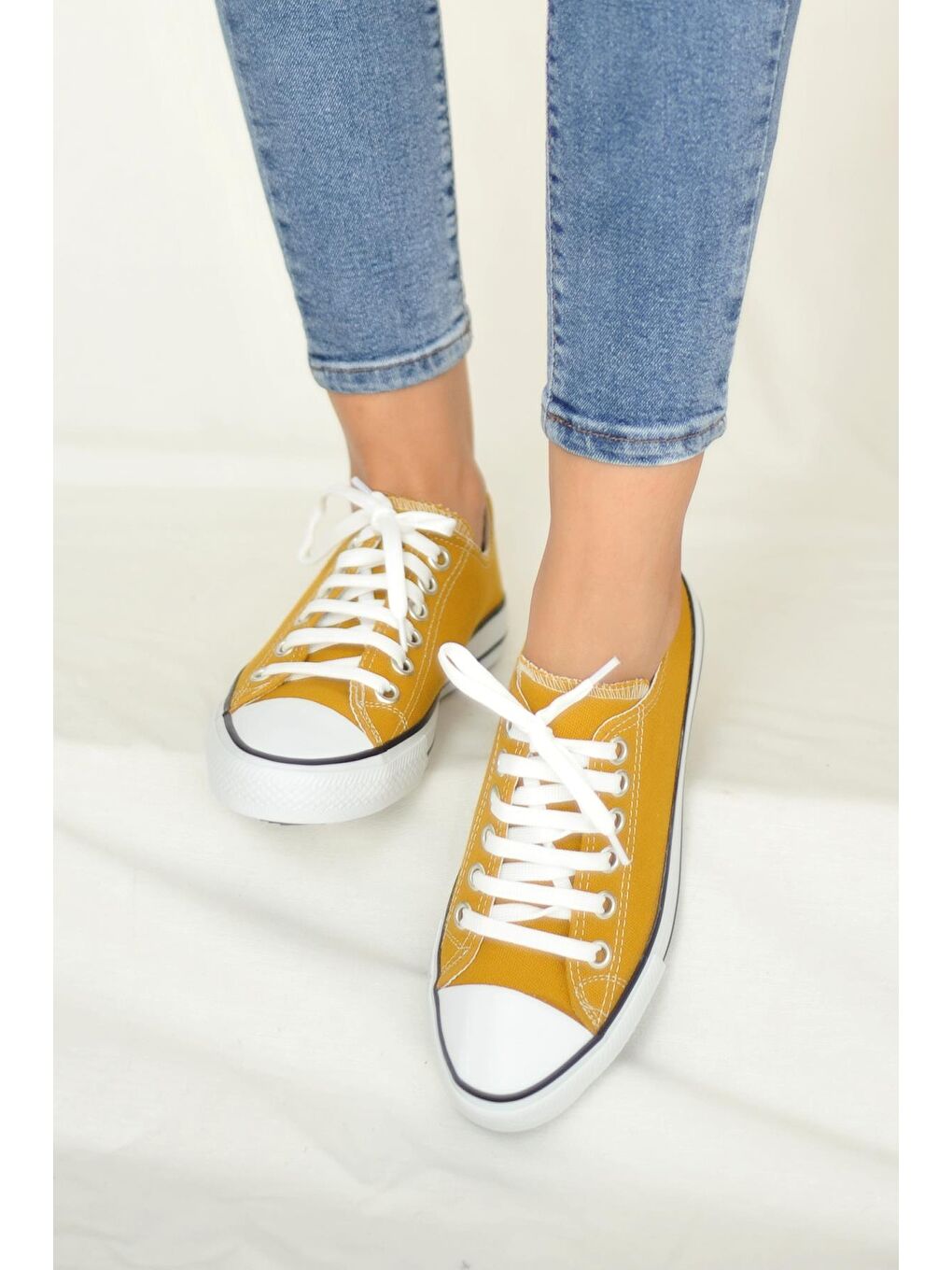 Sarı Rahat Taban Keten Kadın Sneaker 10-3232-22UCvers