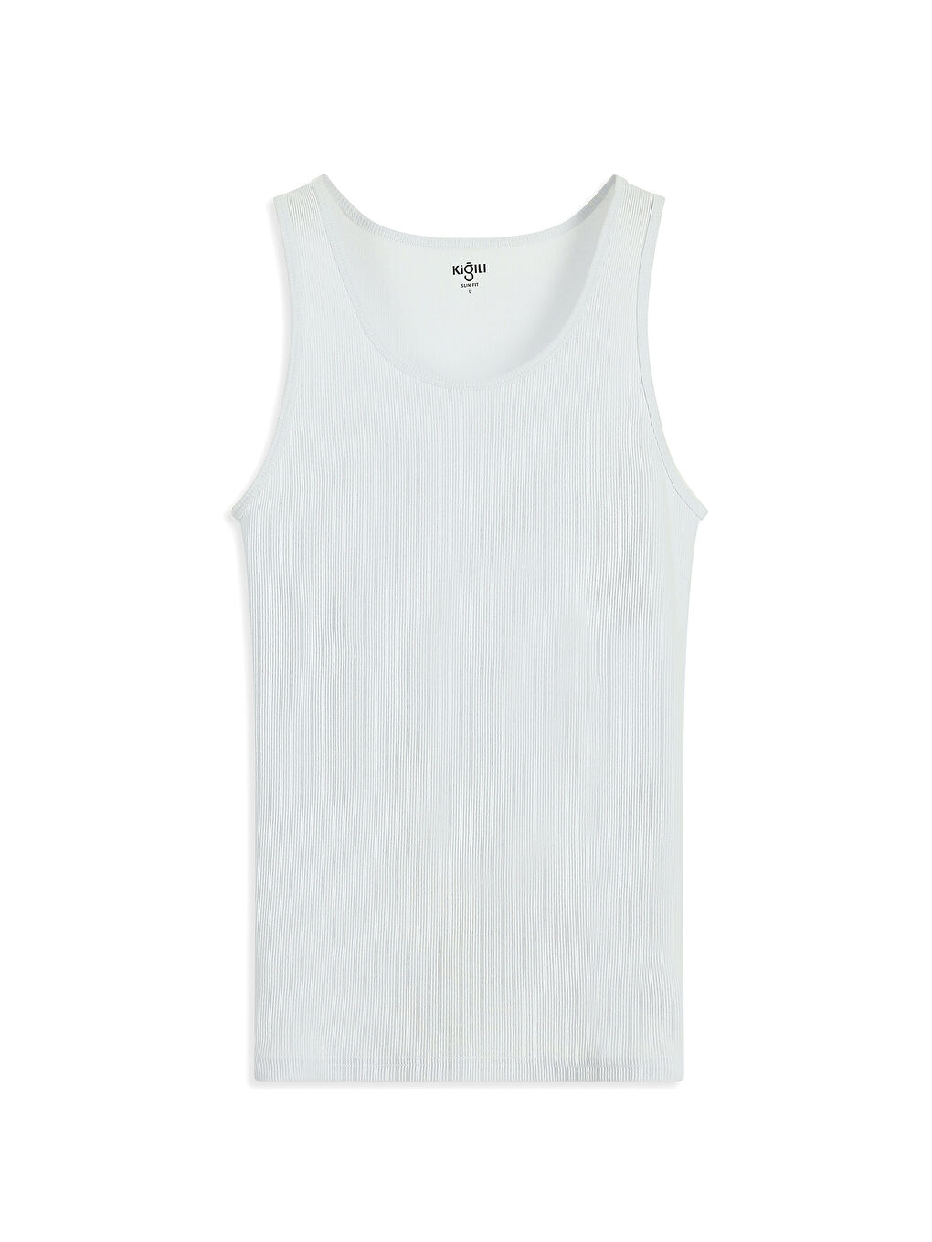 Beyaz Slim Fit Dar Kesim Pamuk Fitilli Atlet-4