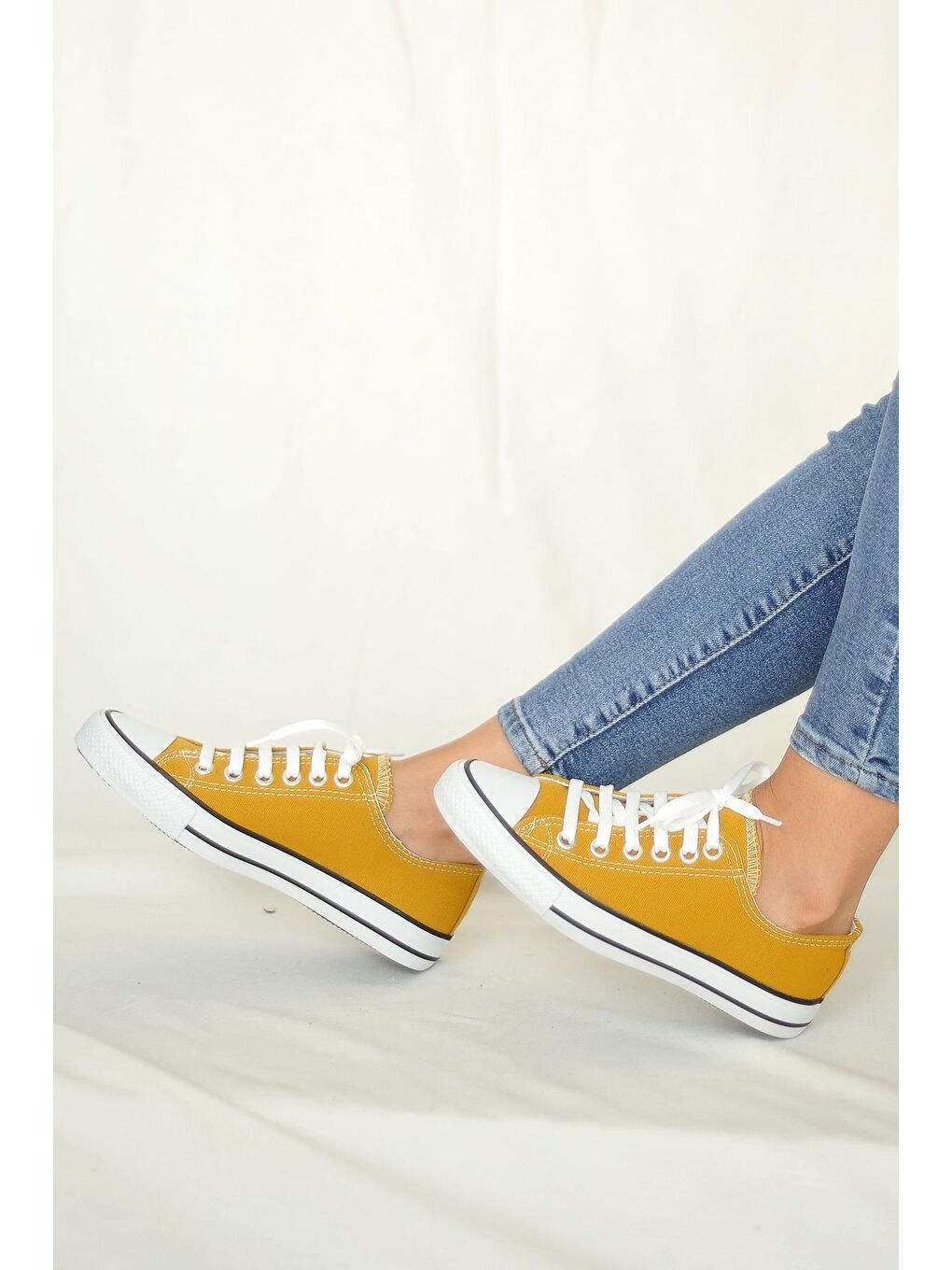 Sarı Rahat Taban Keten Kadın Sneaker 10-3232-22UCvers-1
