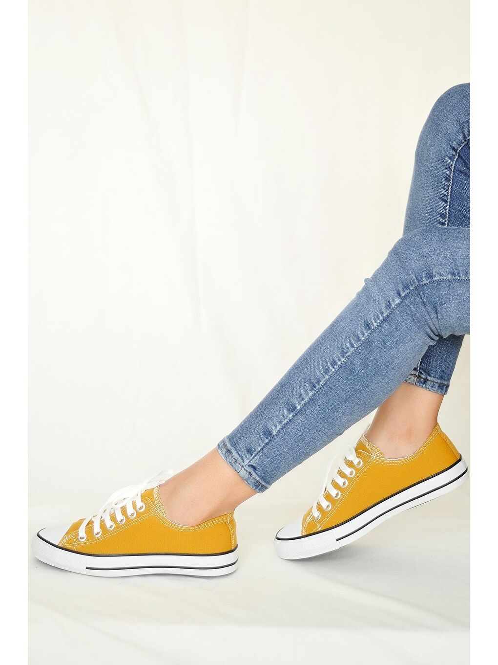 Sarı Rahat Taban Keten Kadın Sneaker 10-3232-22UCvers-2