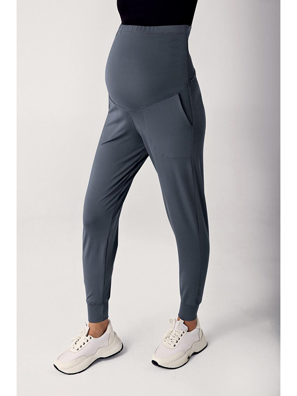 Antrasit Uzun Kollu Fermuarlı Jogger Esnek Hamile Eşofman Takımı ET02-3