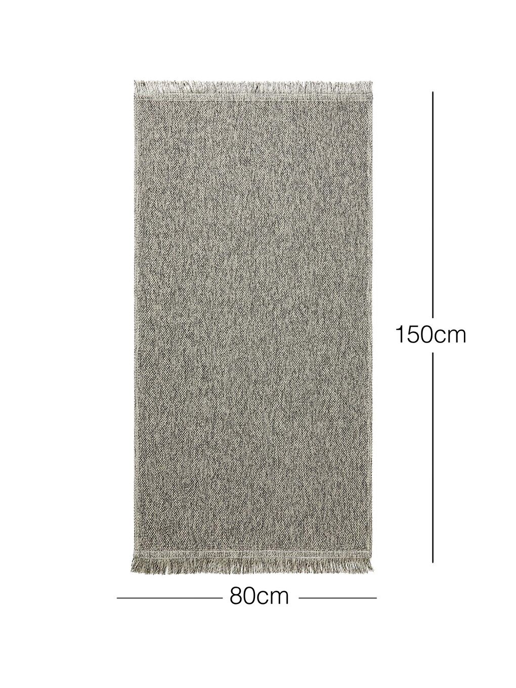 Gri Yıkanabilir Saçaklı Buklet Halı Kilim 80x150 cm-3