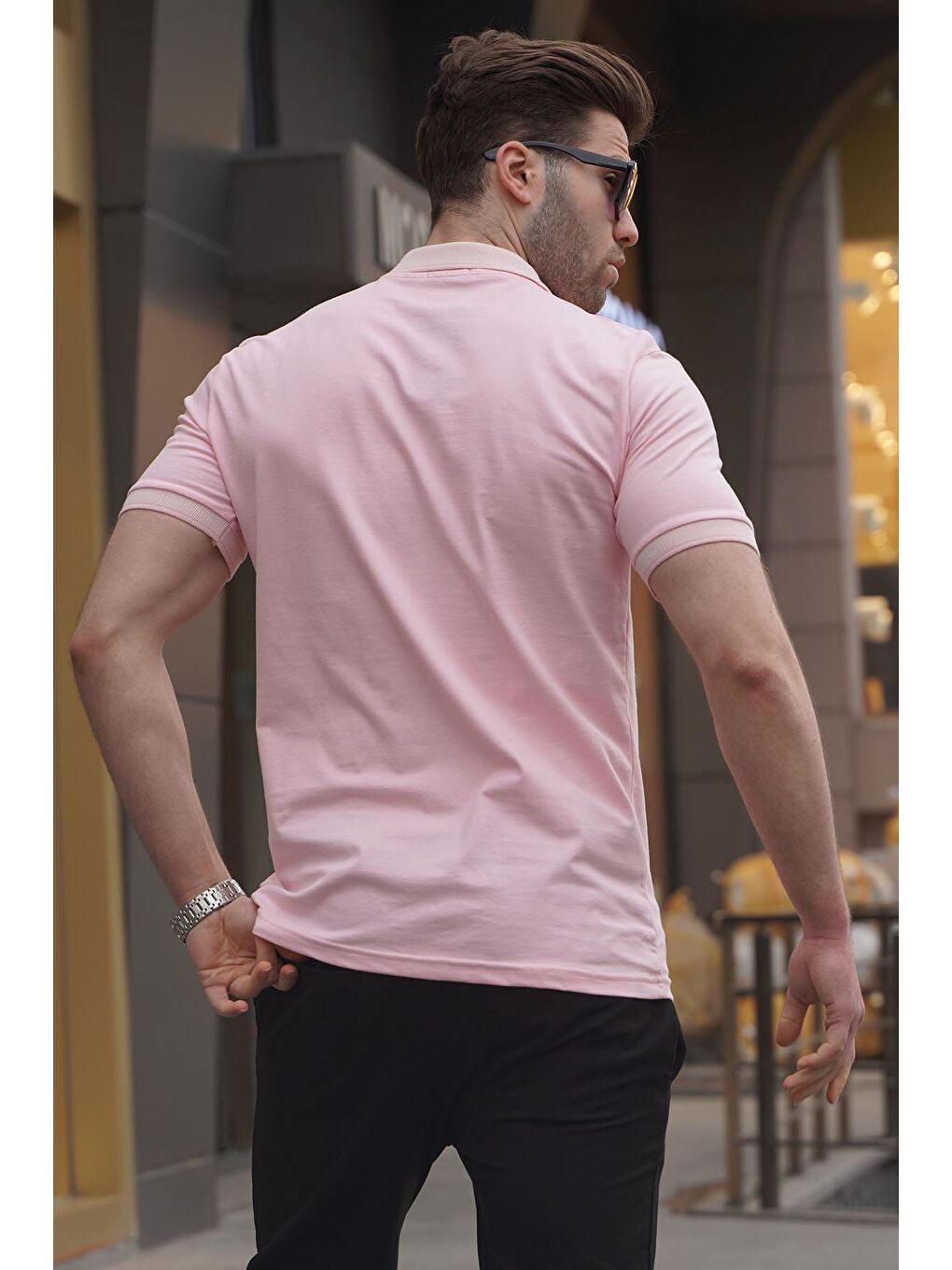 Pembe Regular Fit Erkek Polo Yaka Tişört 6105-1