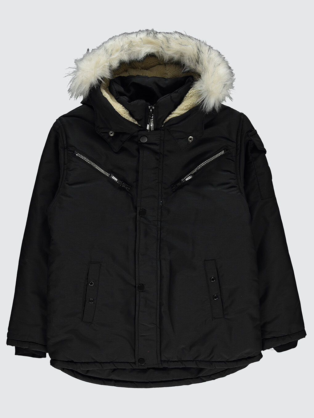 Erkek Çocuk Kapüşonlu Mont 6 9 Yaş Siyah