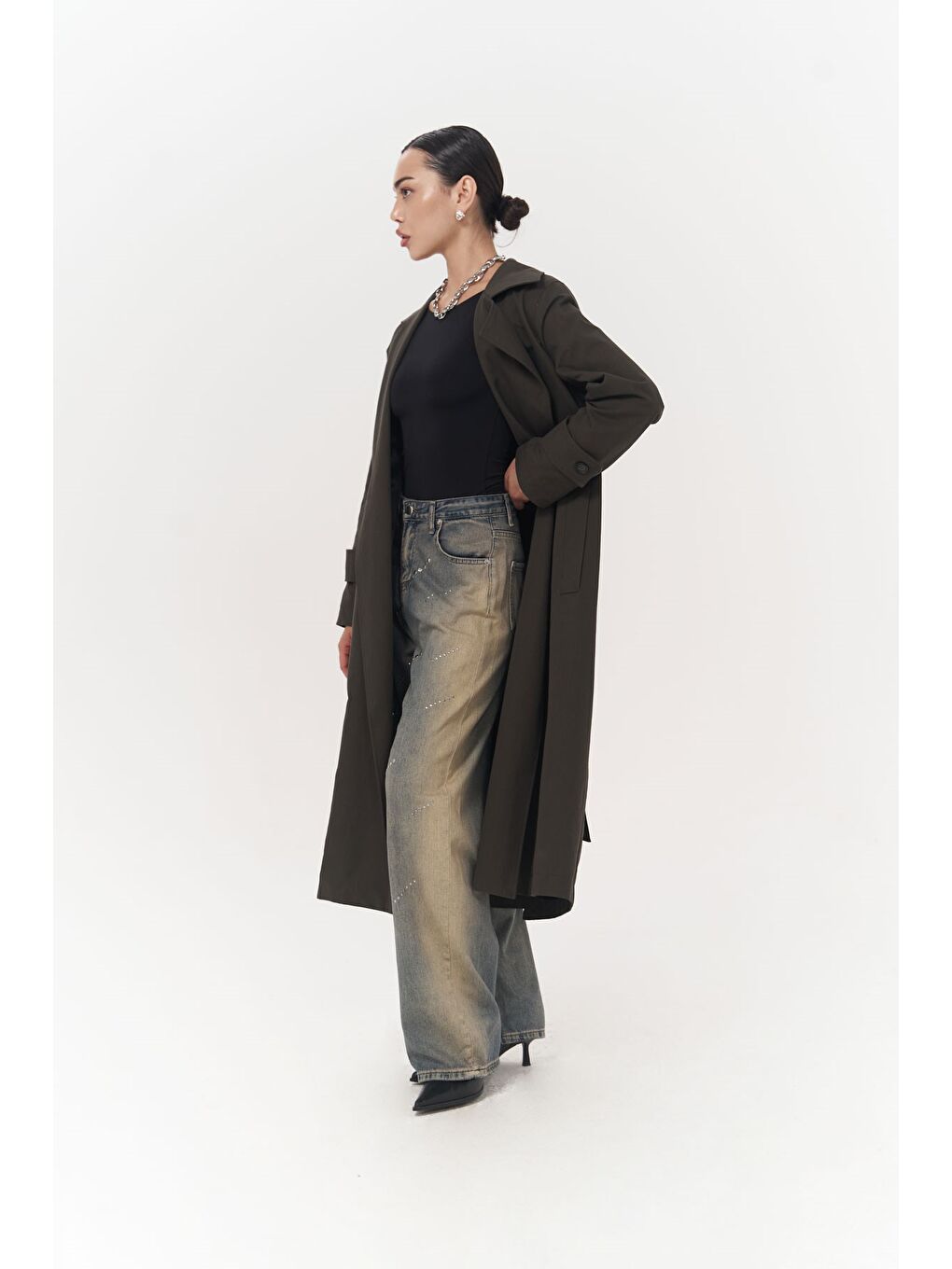 Antrasit Mevsimlik Trençkot-2