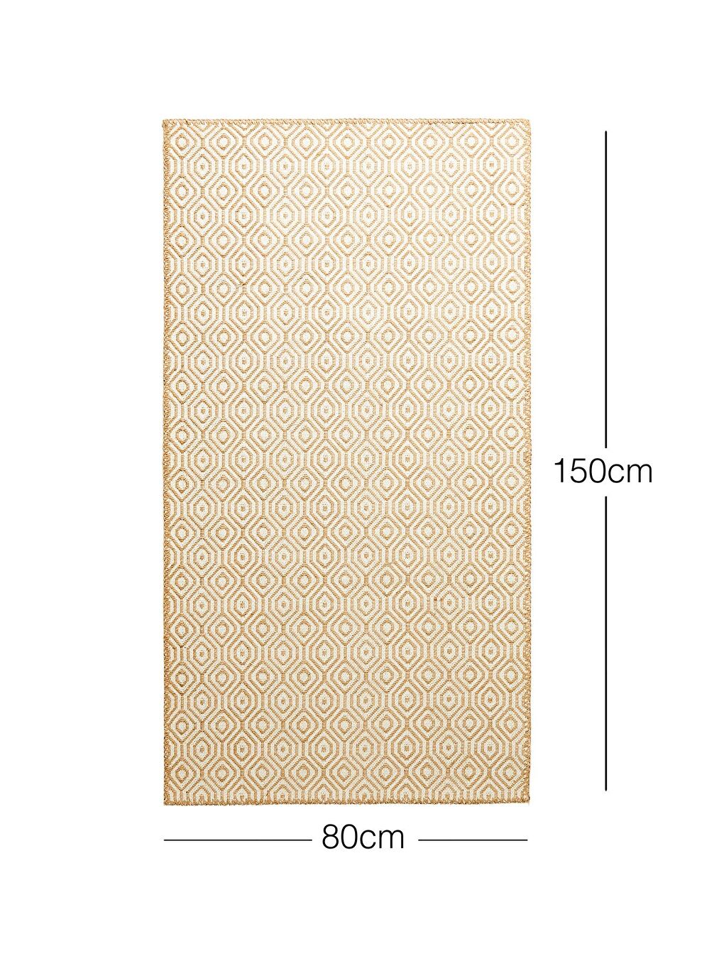 Ocean Home Textile Ekru Renk Karo Desenli Jüt Halı Kilim 80 x 150 cm - 3