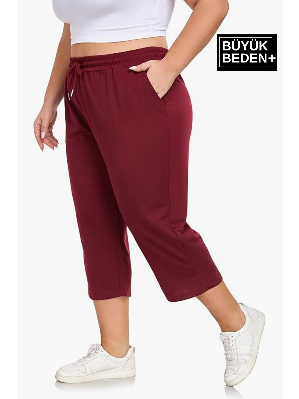 Bordo Kadın Büyük Beden Şort SPR25BSRK91-1